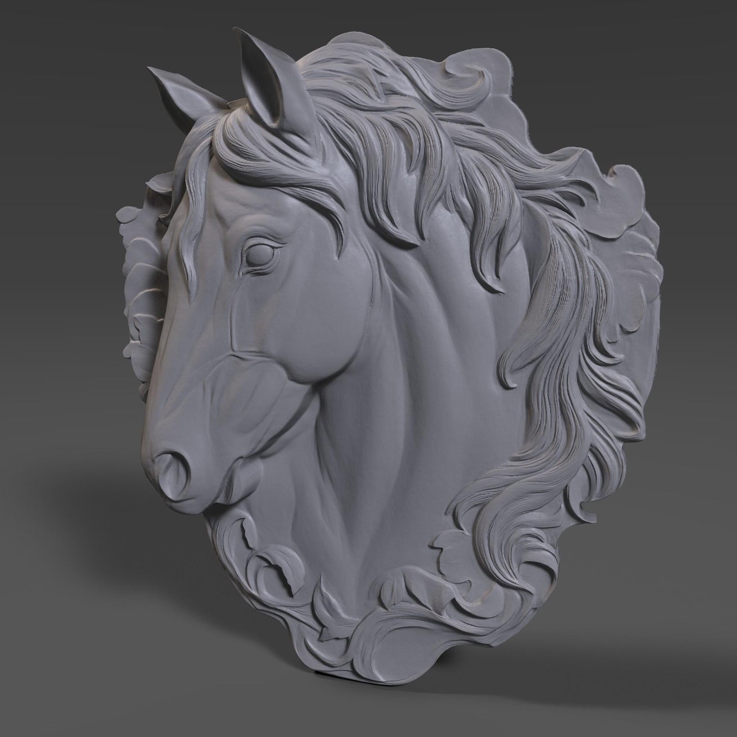 Horse Head Relief Model: CNC Carving, 3D Printing STL File (Digital Download)