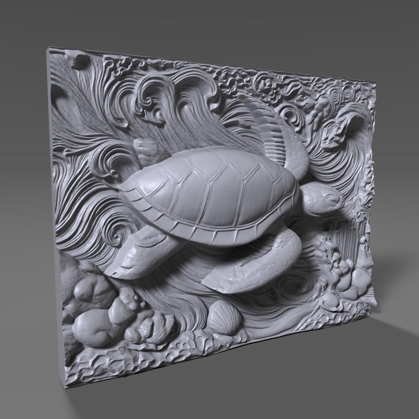 Sea Turtle 3D Relief Model STL File: CNC Carving, Laser Engraving (Digital Download)