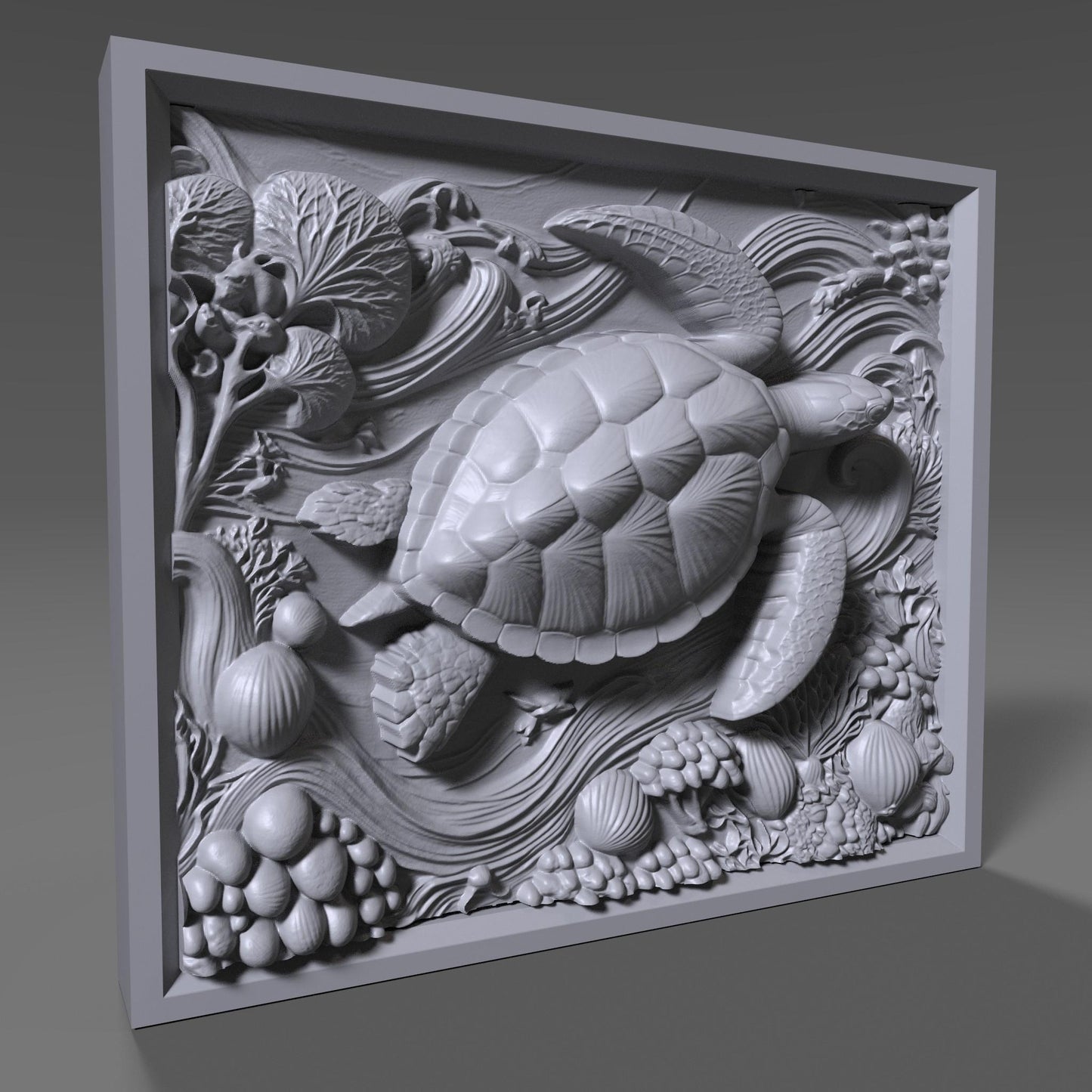 Sea Turtle 3D Relief Model: CNC Carving, Laser Engraving (Digital Download)