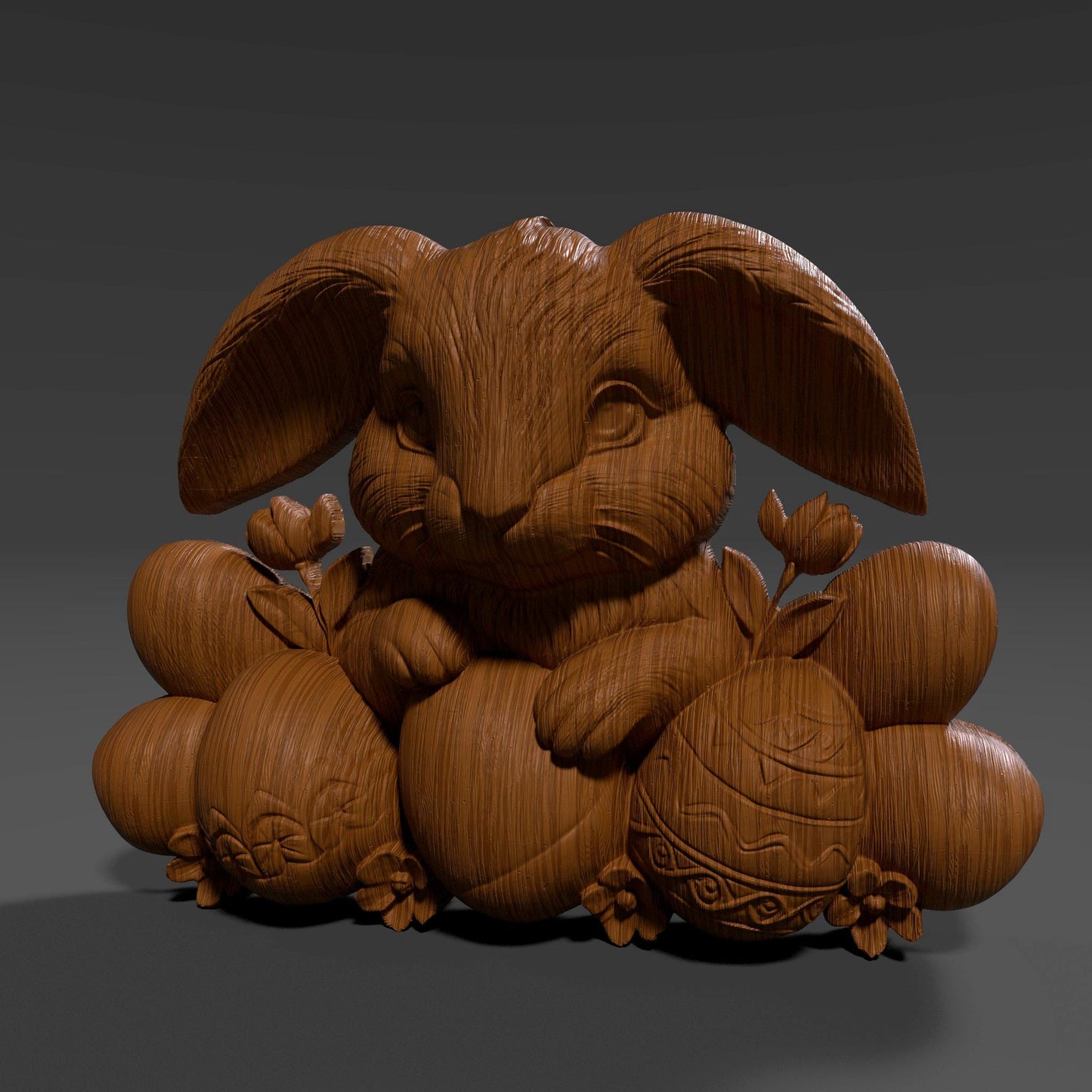 Easter Bunny 3D Relief Model: CNC, Laser Engraving, 3D Printing (STL File)