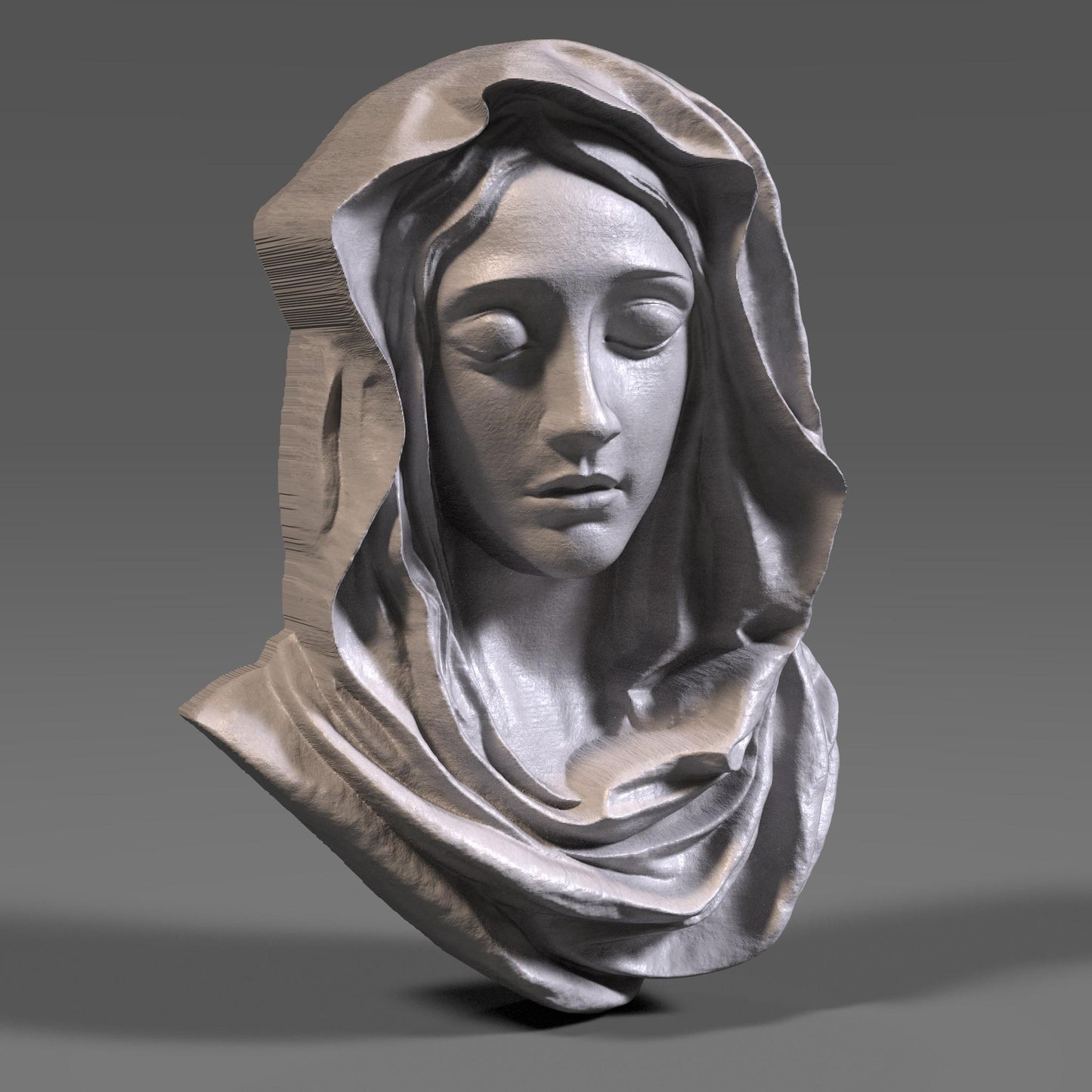 Mother Mary 3D Relief Model: CNC Carving, Laser Engraving (Digital Download)