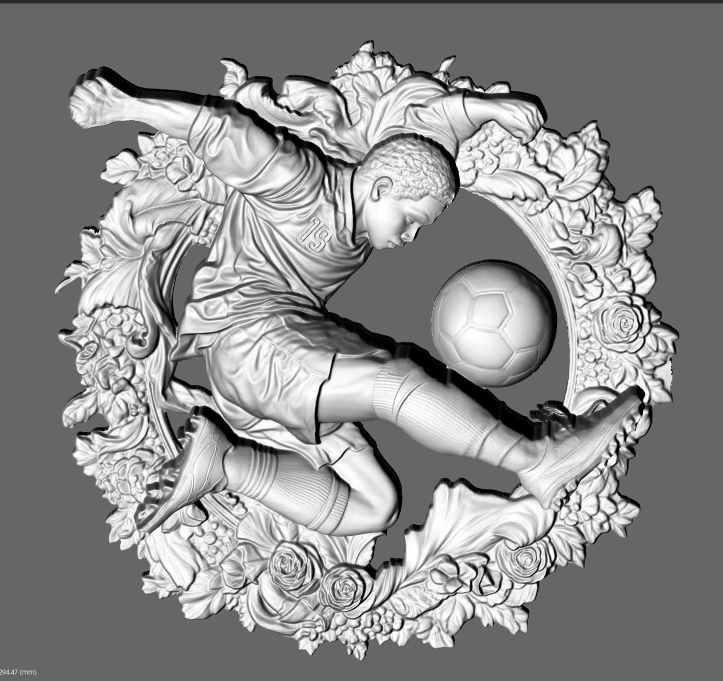 Soccer Player 3D Relief: CNC Wood Carving STL File (Digital Download)