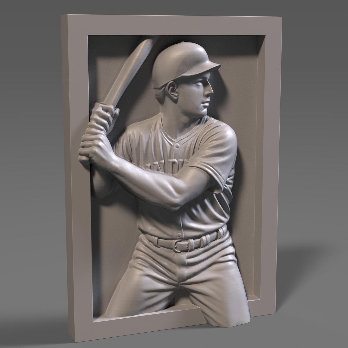 San Diego Baseball Player 3D Relief STL File: CNC Wood Carving (Digital Download)