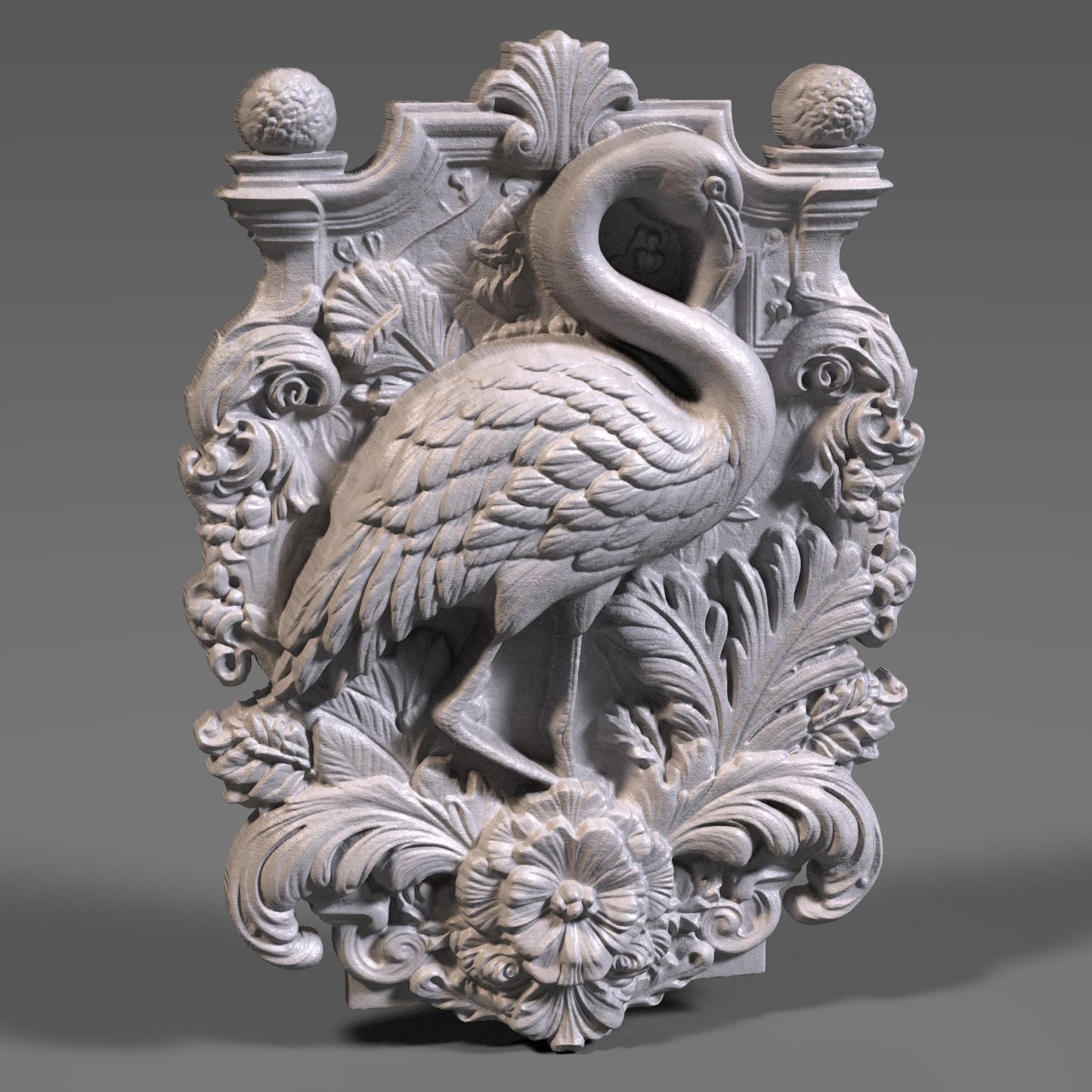 Flamingo 3D Relief Model: CNC Carving, Laser Engraving (Digital Download)