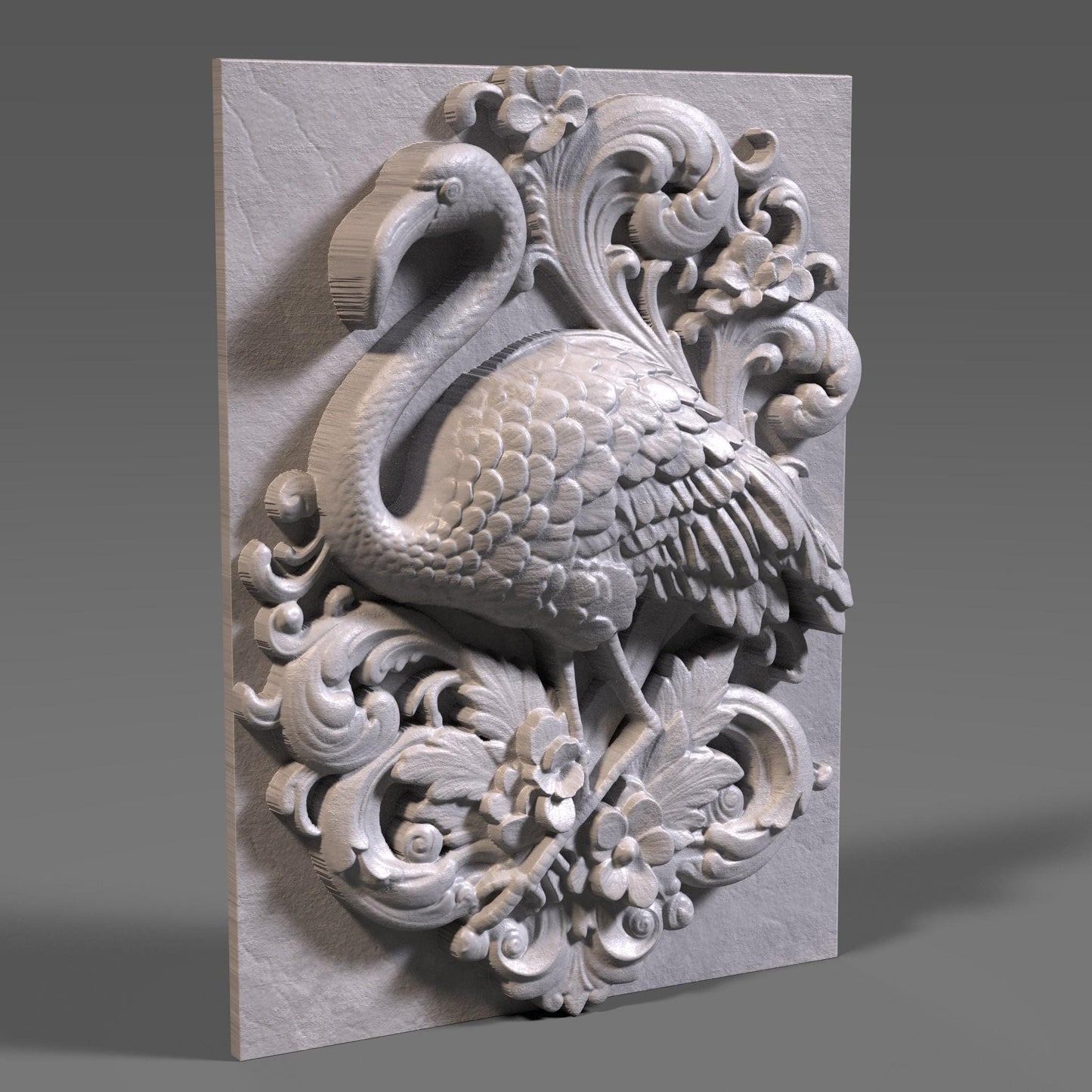 Flamingo 3D Relief: CNC Wood Carving STL File (Digital Download)
