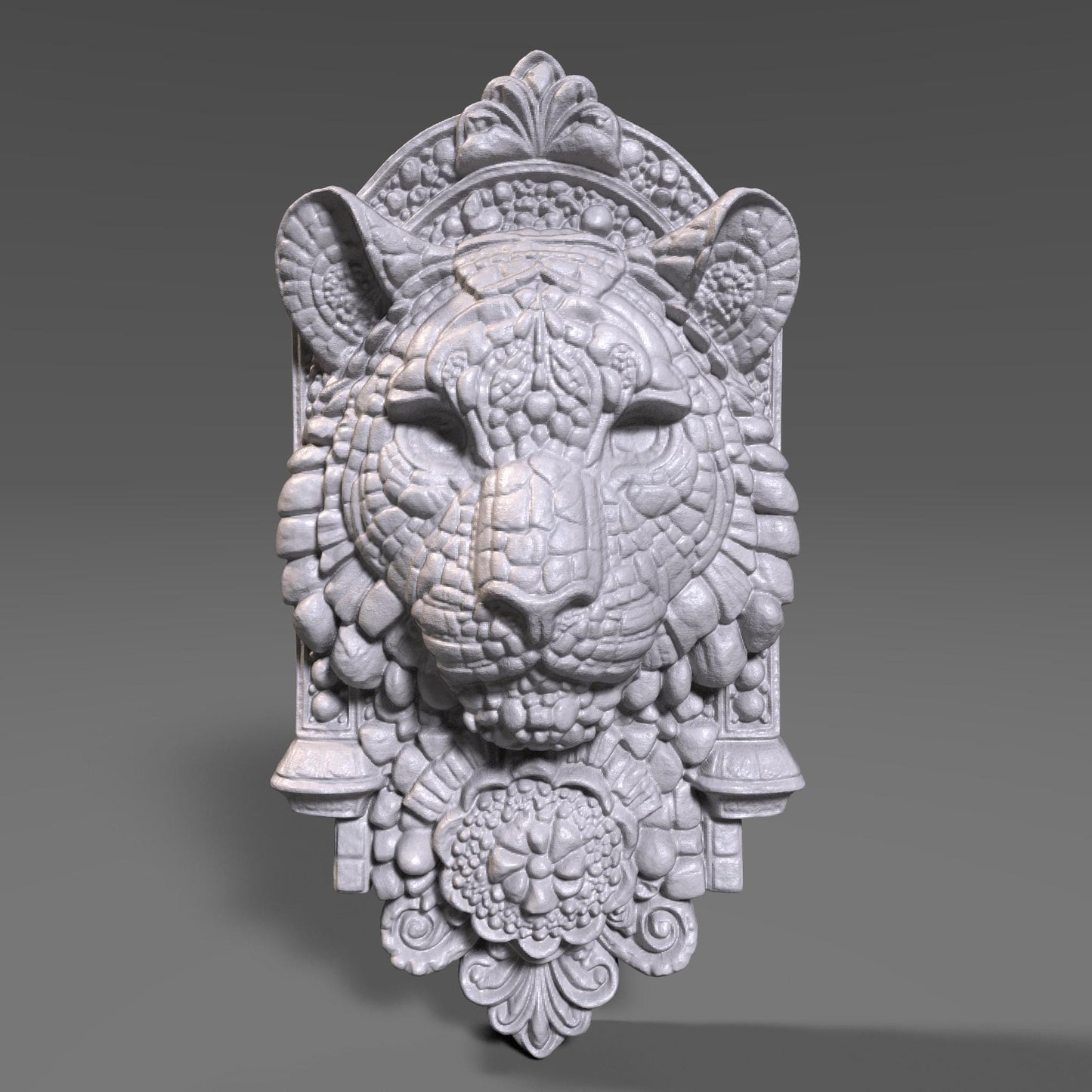Majestic Tiger Head 3D STL File: Tribal Carving Wall Art (Digital Download)