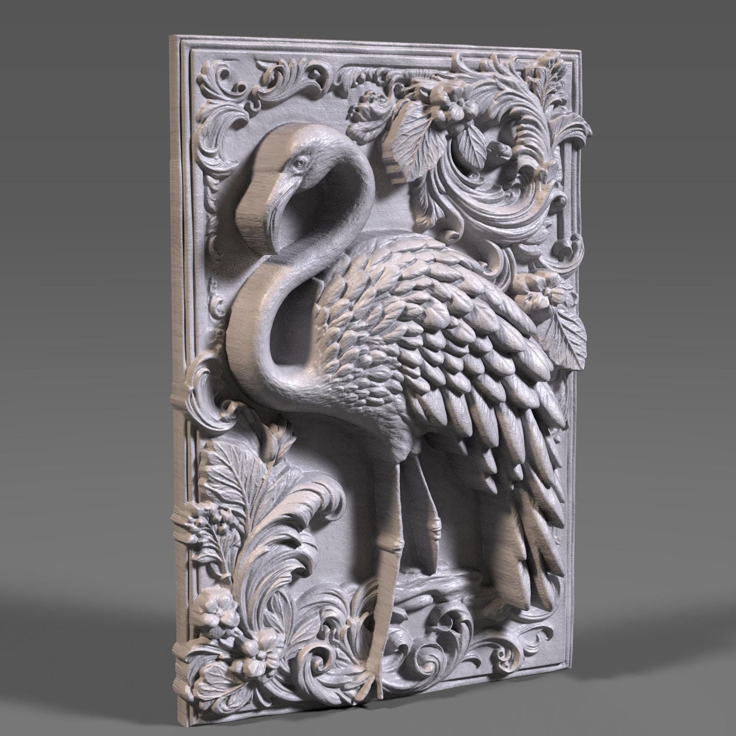 Flamingo 3D Relief: Tropical Bird CNC Carving (Digital Download)