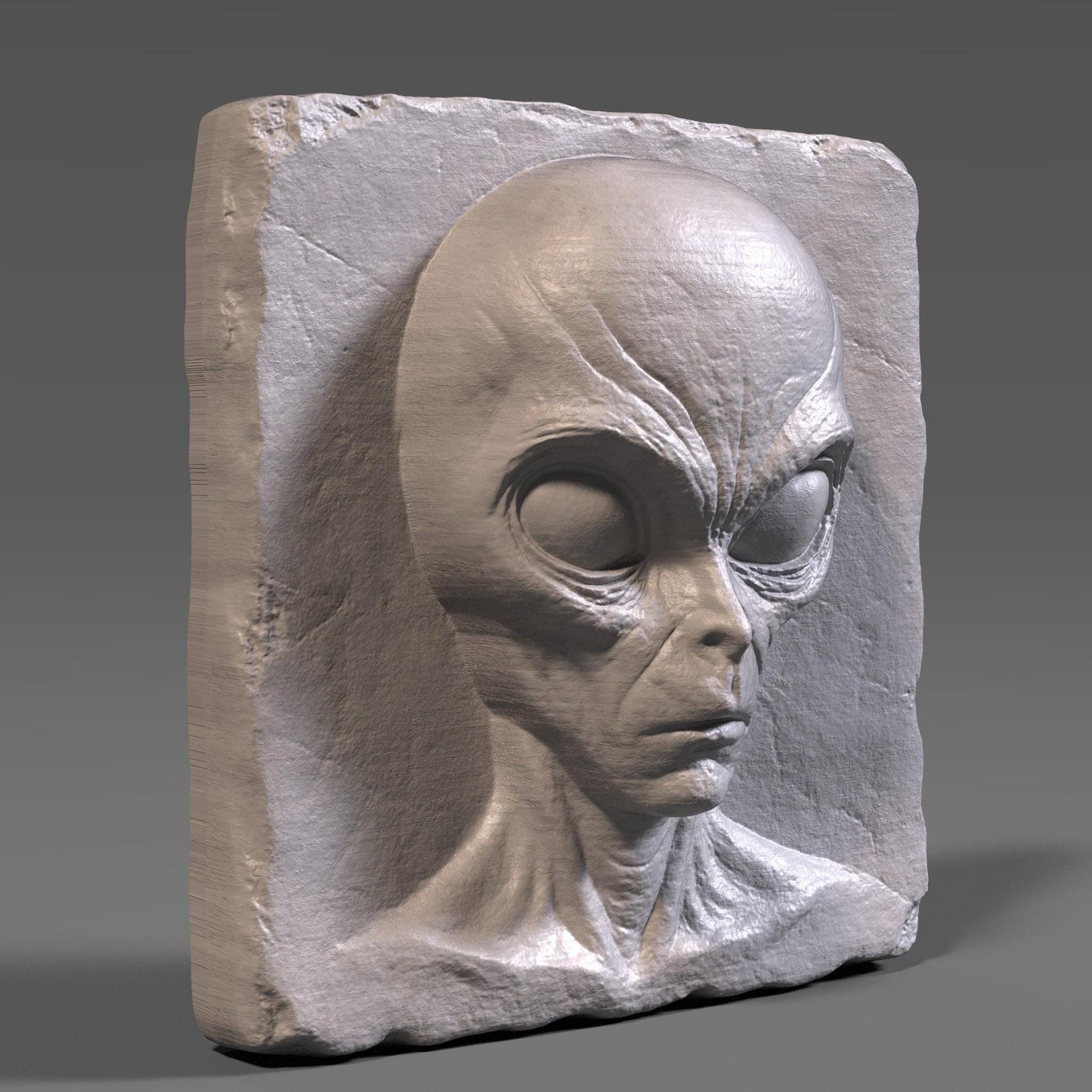 Alien Face Carving: 3D Model STL for CNC, Laser Engraving