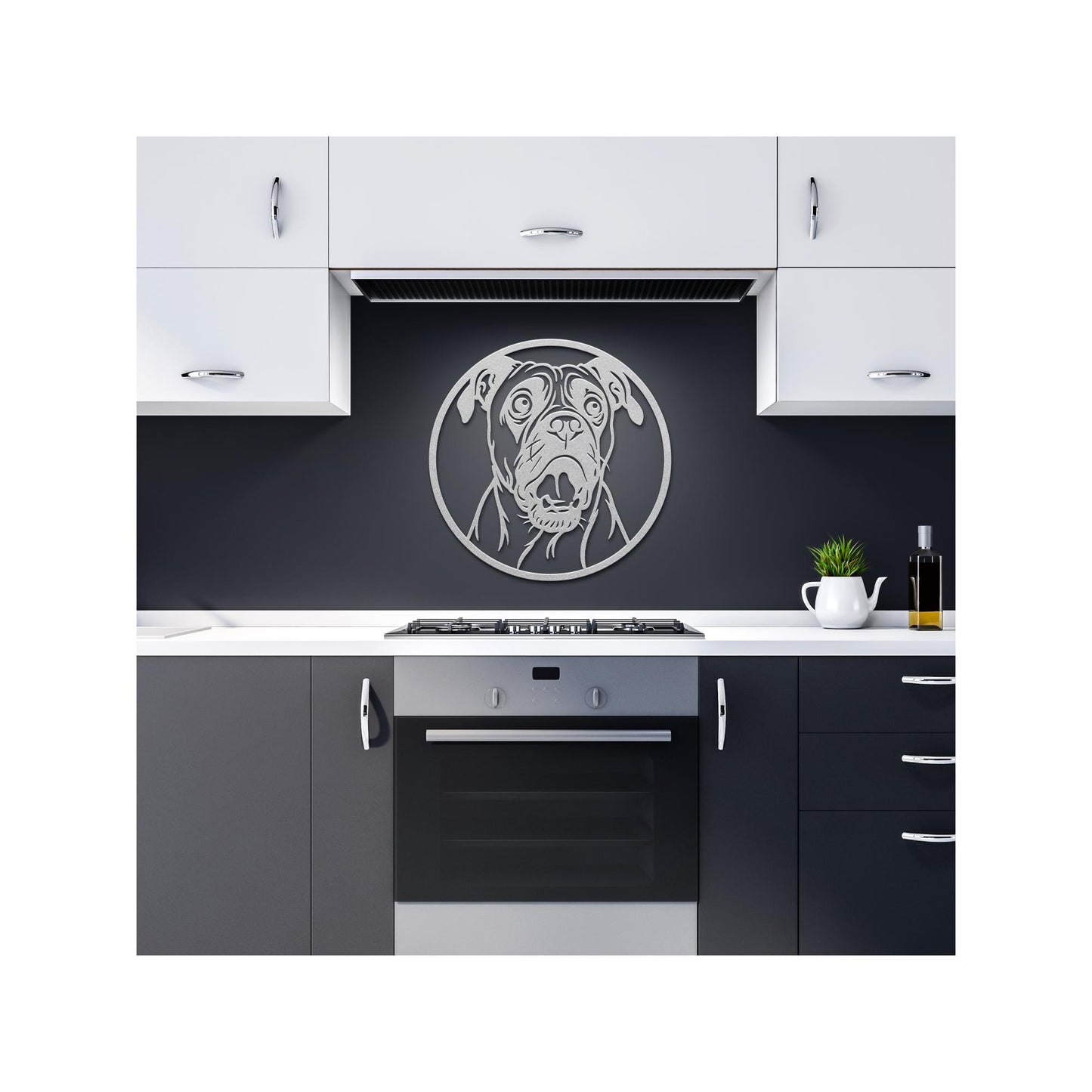 Pug Metal Wall Art: Die-Cut Steel Dog Silhouette Sign
