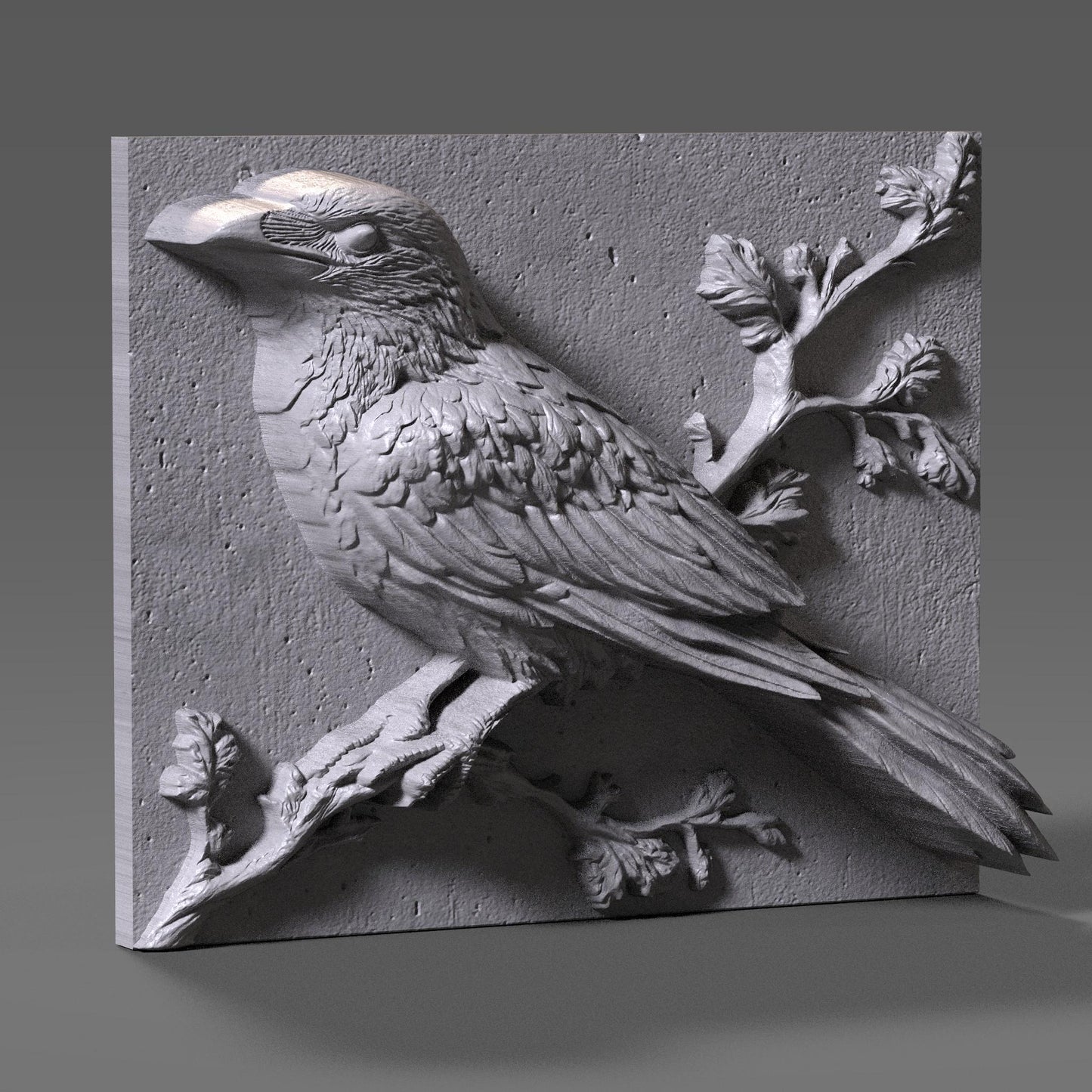 Crow Wood Carving: 3D Raven Relief for CNC, Laser Engraving (Digital Download)