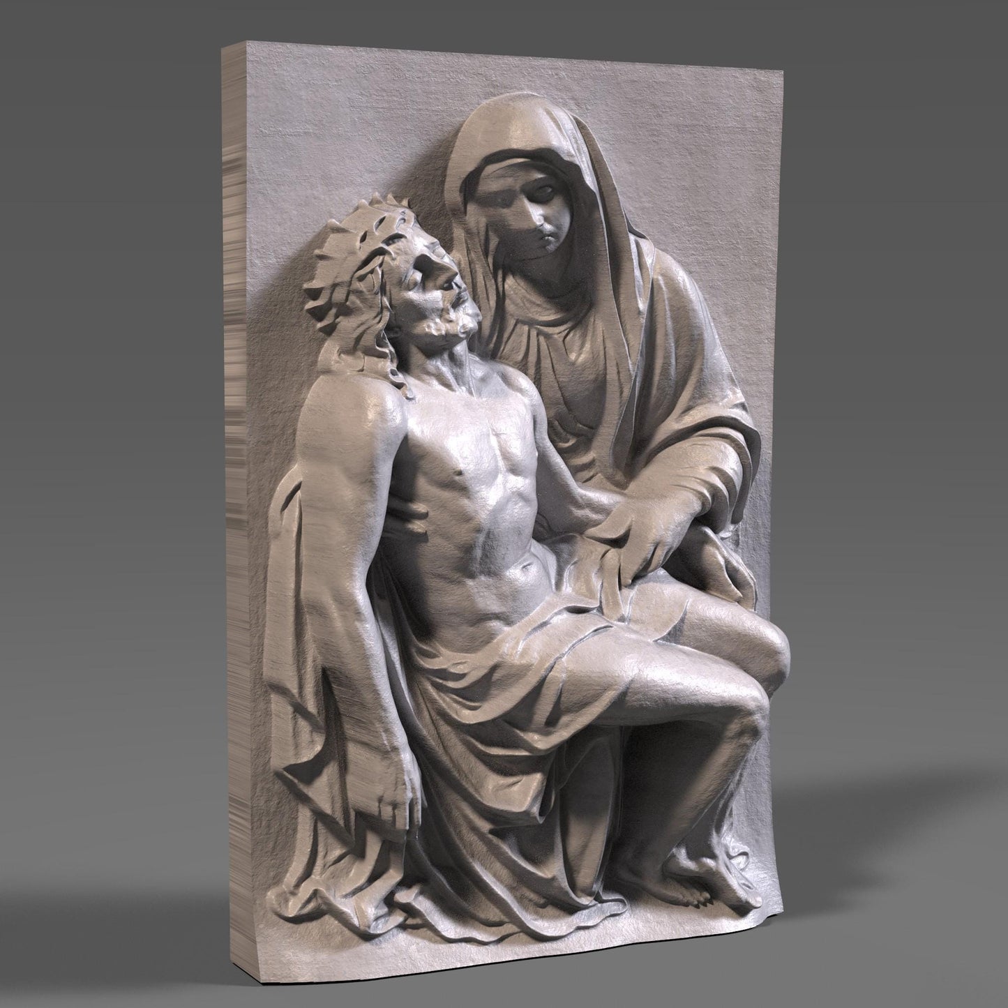 Pieta 3D Relief Model | Mary and Jesus, Christian Carving (Digital Download)