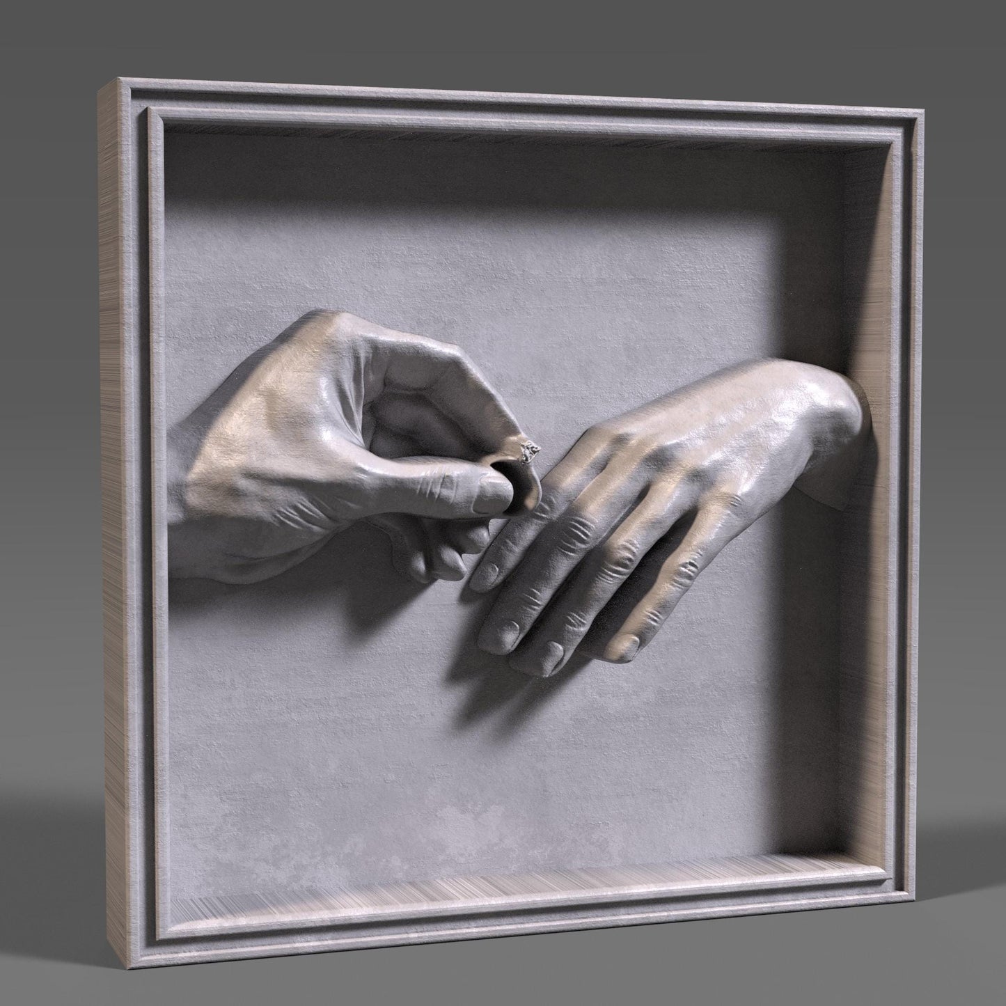 Engagement Ring Hands 3D Relief Model | CNC, 3D Print (Digital Download)