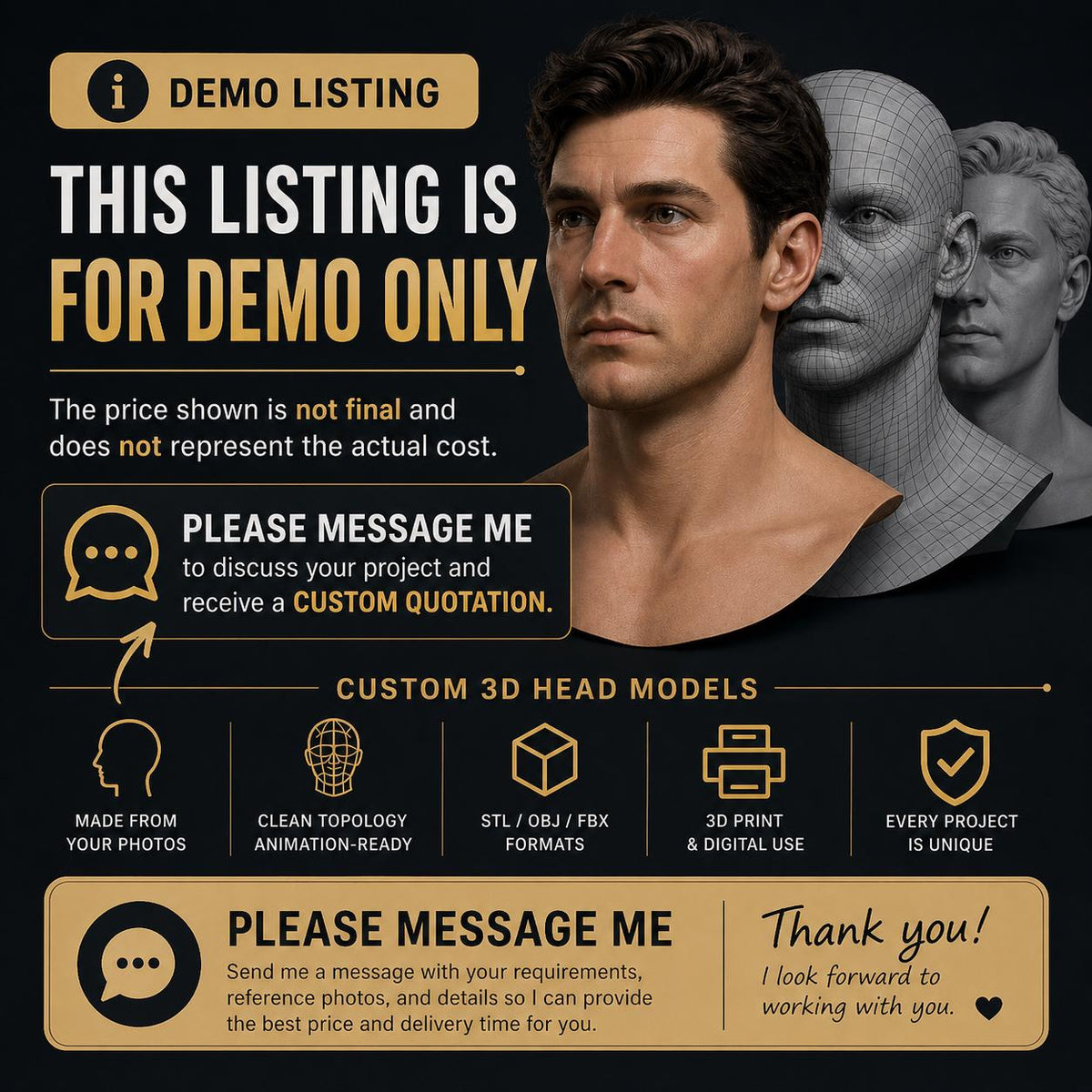 Custom 3D Head STL for 3d Print