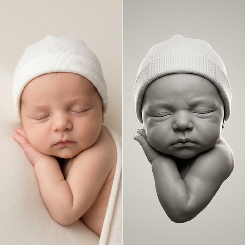Custom Baby 3D Portrait Modeling Service, Photo to Sculpted Bust Statue Print