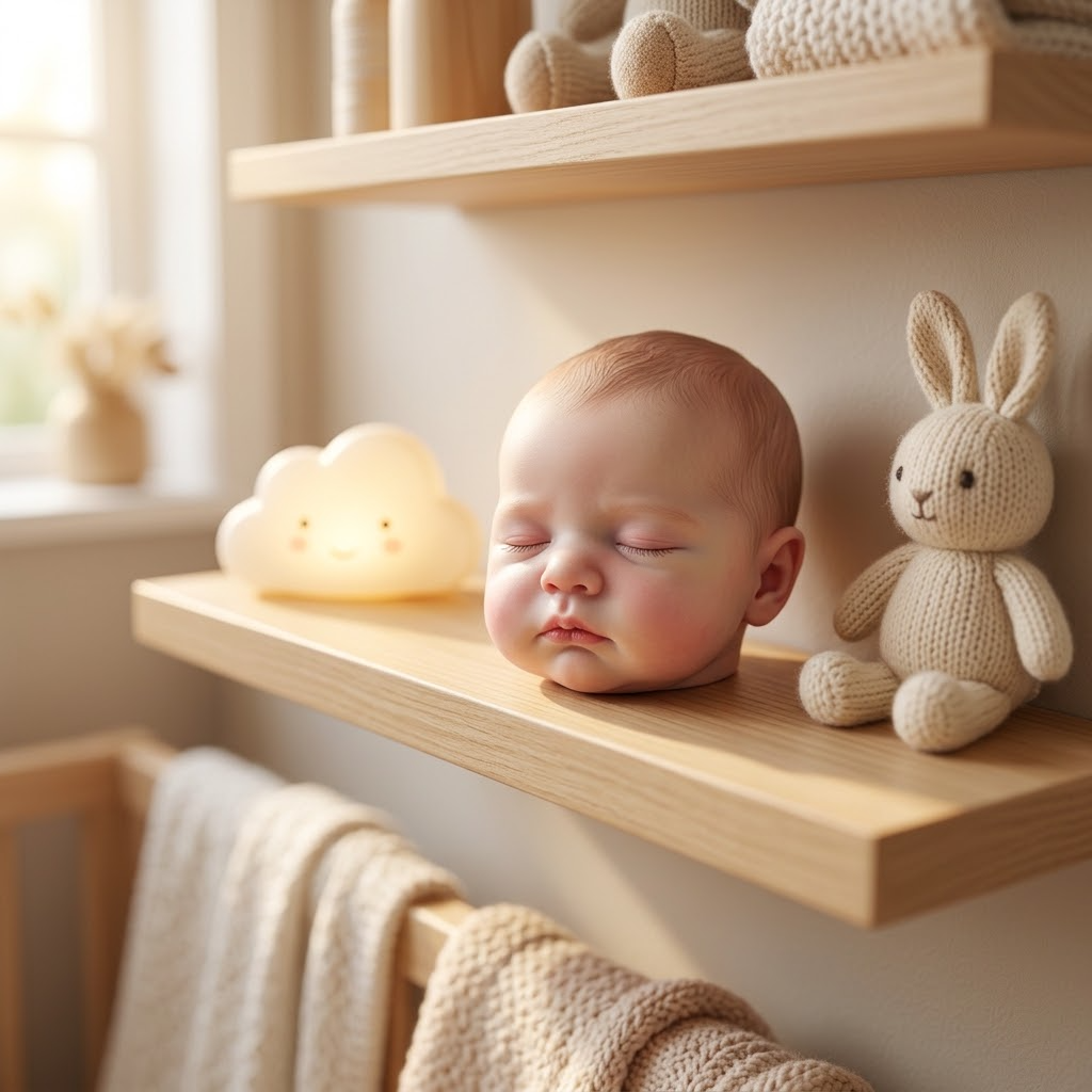 Custom baby and newborn 3D portrait modeling service showing before and after transformation from photo to detailed sculpted bust, digital sculpting process, printed figurine, and finished keepsake statue options.