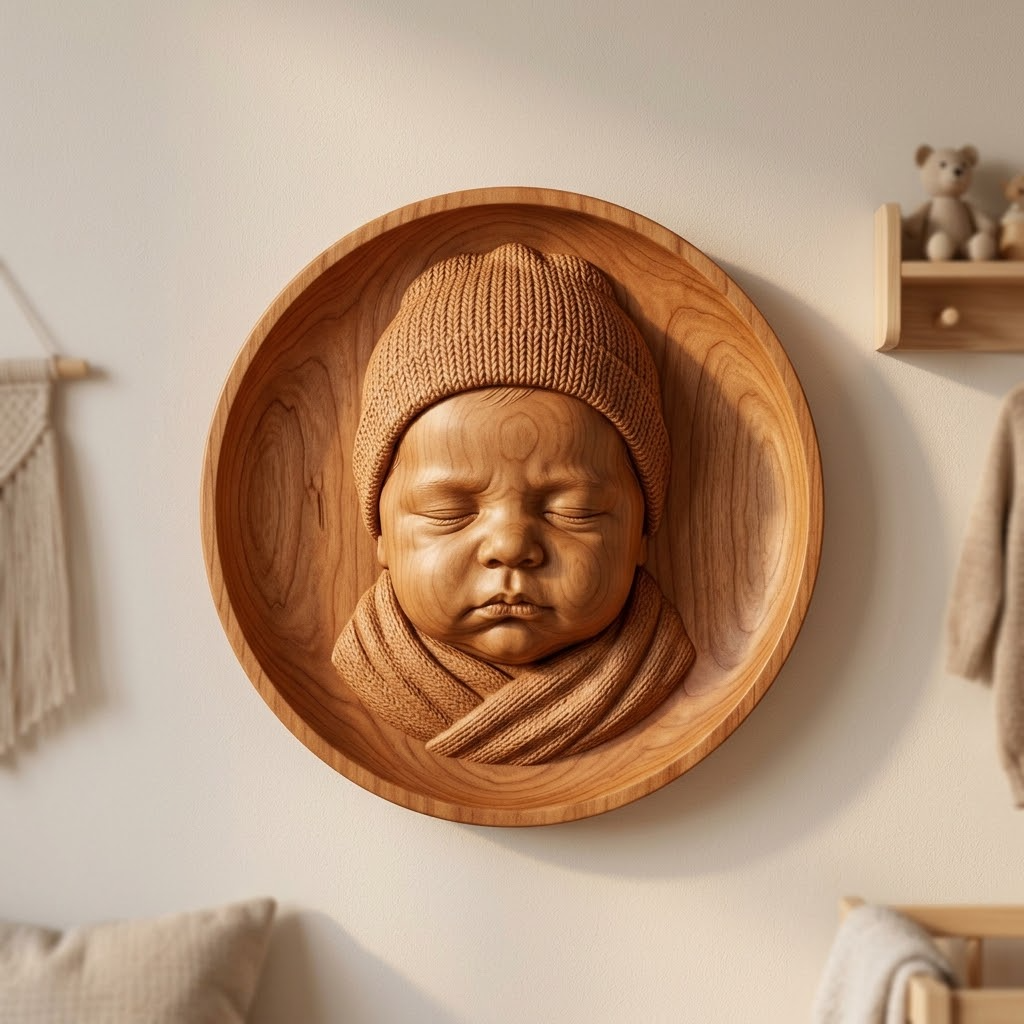 Custom Baby 3D Portrait Modeling Service, Photo to Sculpted Bust Statue Print