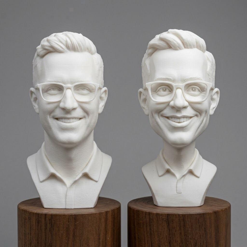 Custom Caricature 3D Bust Modeling Service, Photo to Sculpted Statue Print