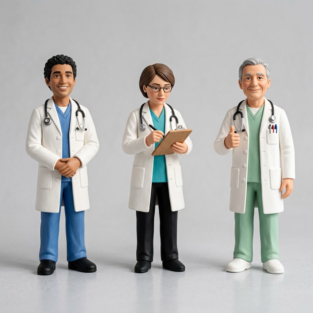 Custom Doctor Figurine 3D Modeling Service, Photo to Sculpted Statue