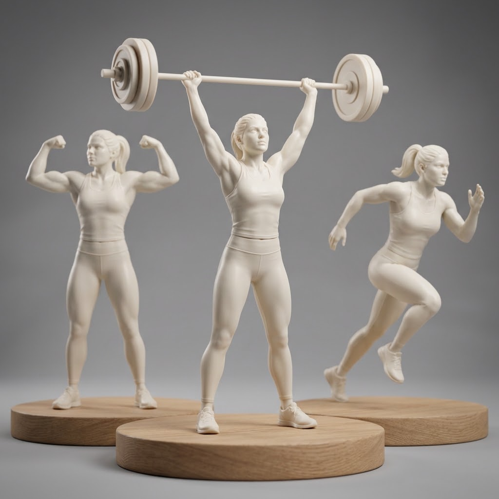Custom Gym Girl Figurine 3D Modeling Service, Photo to Sculpted Statue