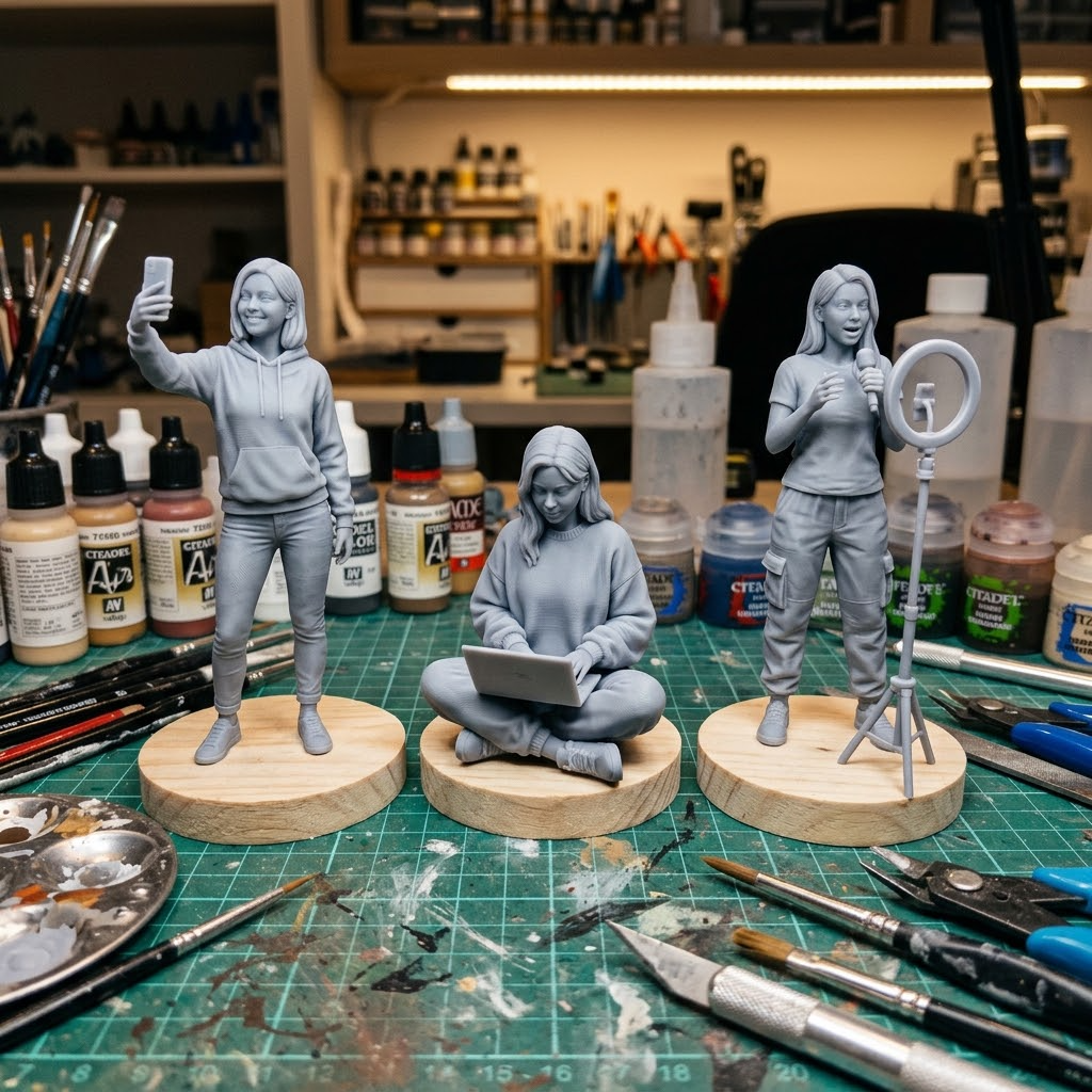 Custom Content Creator Figurine 3D Modeling Service, Photo to Sculpted Statue
