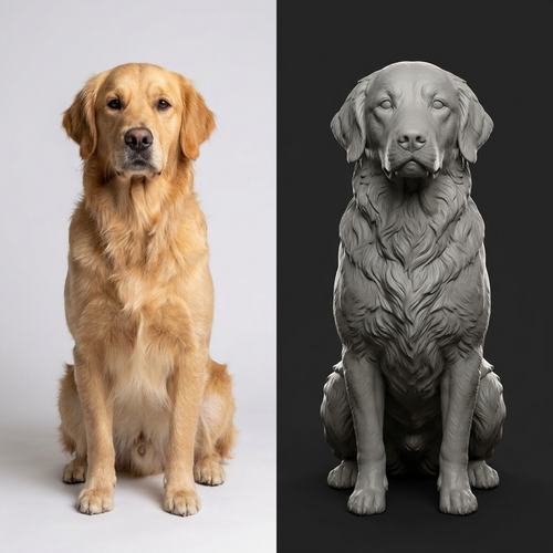 Custom Pet 3D Portrait Modeling Service, Photo to Sculpted Bust Statue Print