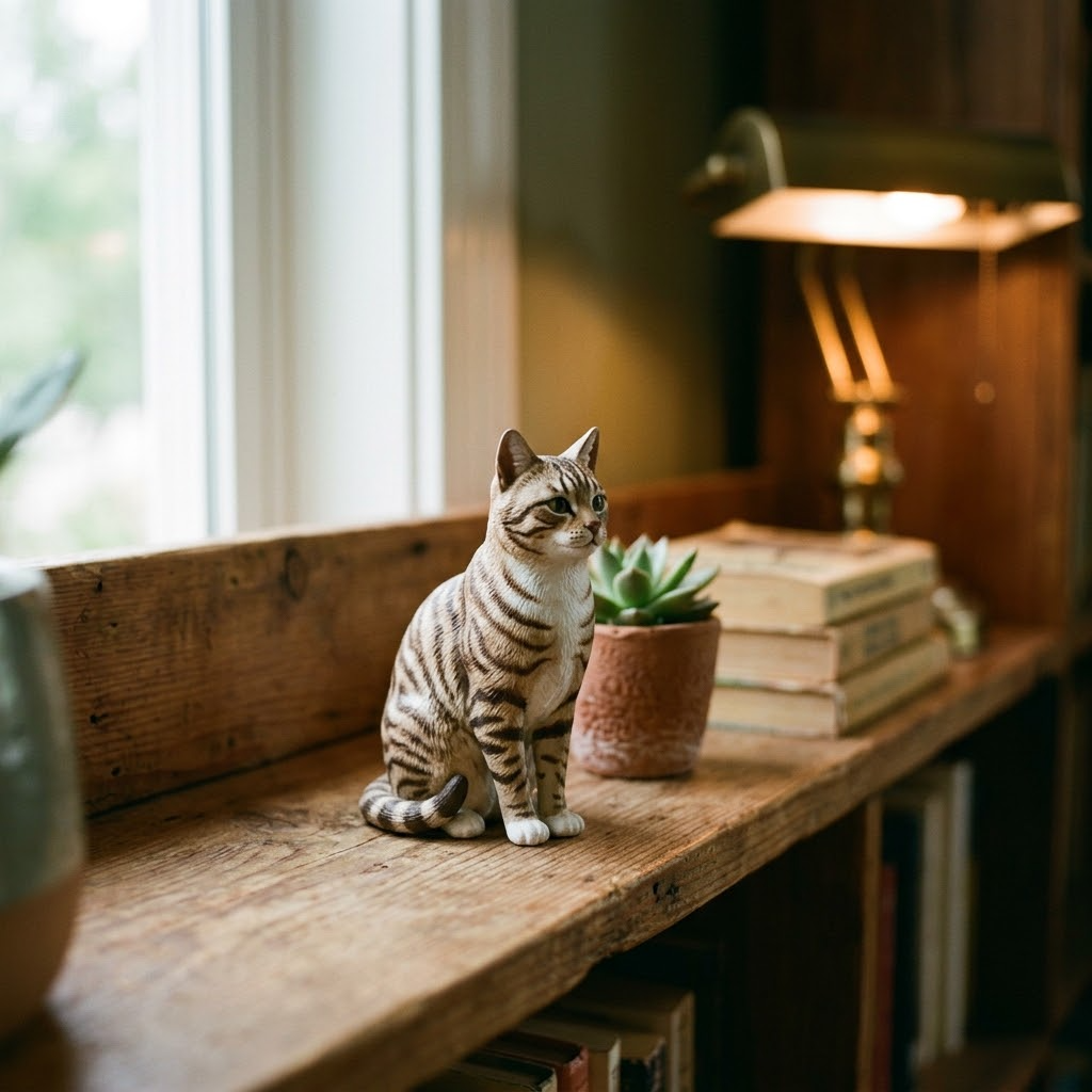 Custom pet 3D portrait modeling service showing before and after transformation from photo to detailed sculpted bust, digital sculpting process, printed figurine, and finished keepsake statue options.