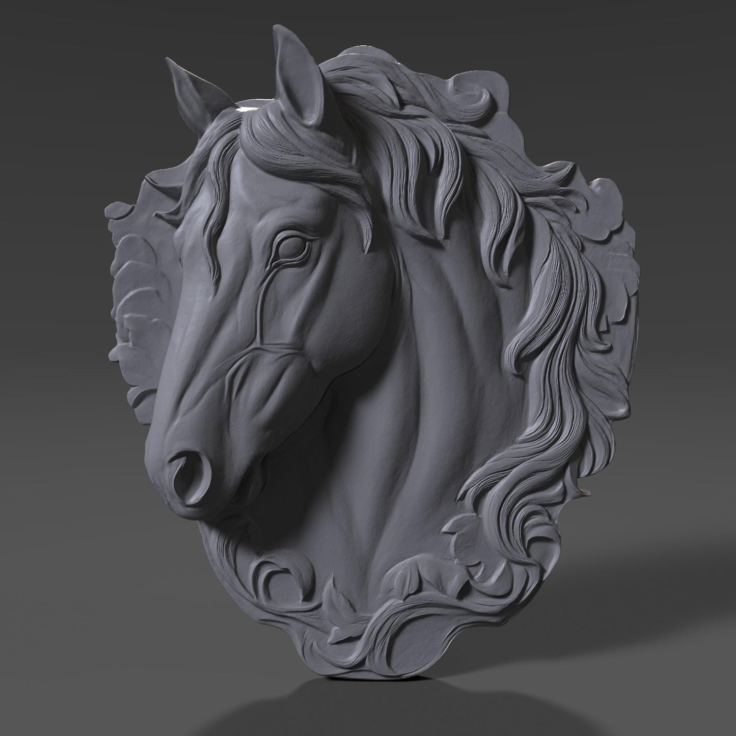 Horse Head Relief Model: CNC Carving, 3D Printing STL File (Digital Download)