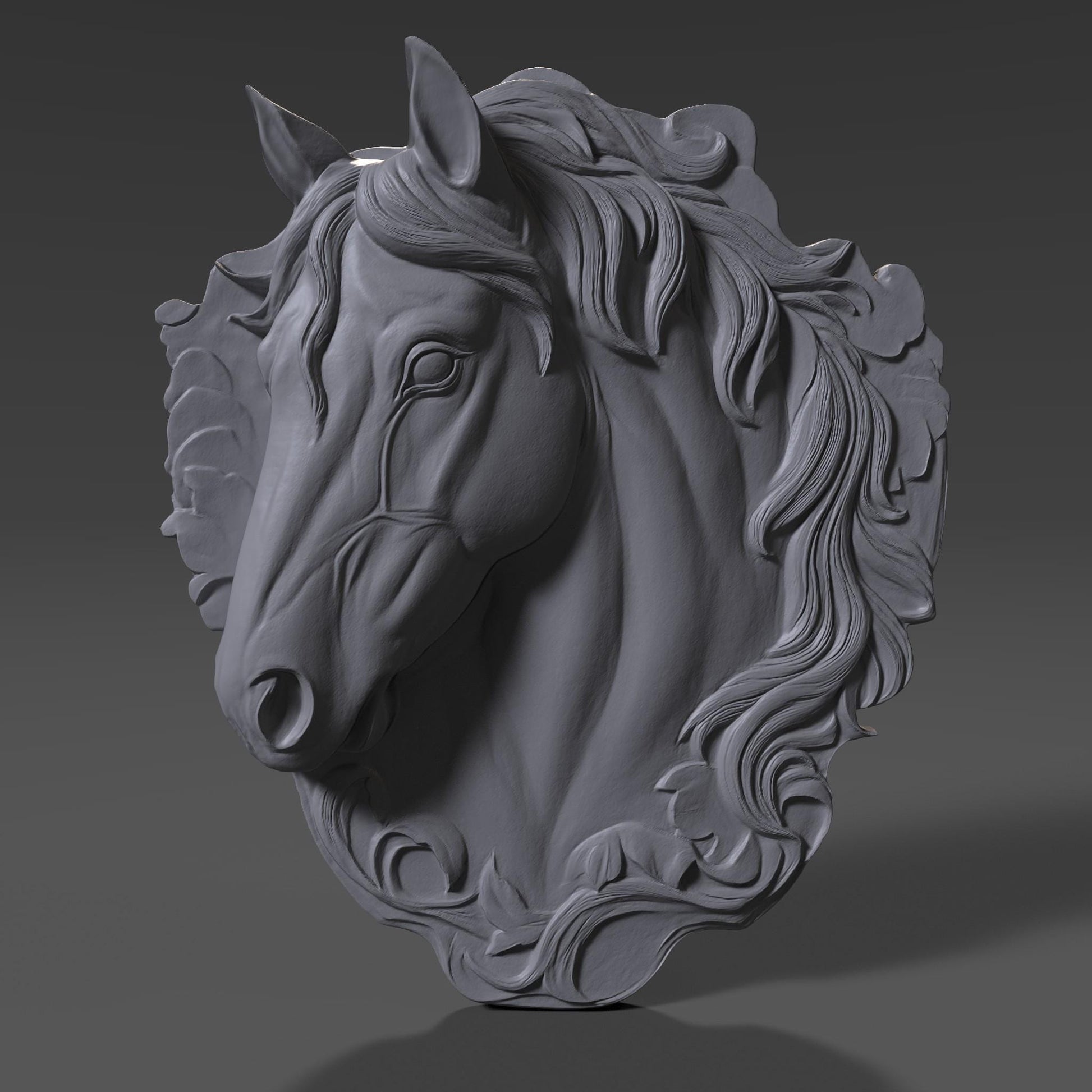 Horse Head Relief Model: CNC Carving, 3D Printing STL File (Digital Download)