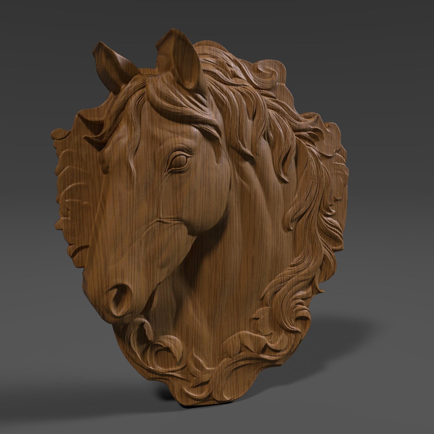 Horse Head Relief Model: CNC Carving, 3D Printing STL File (Digital Download)