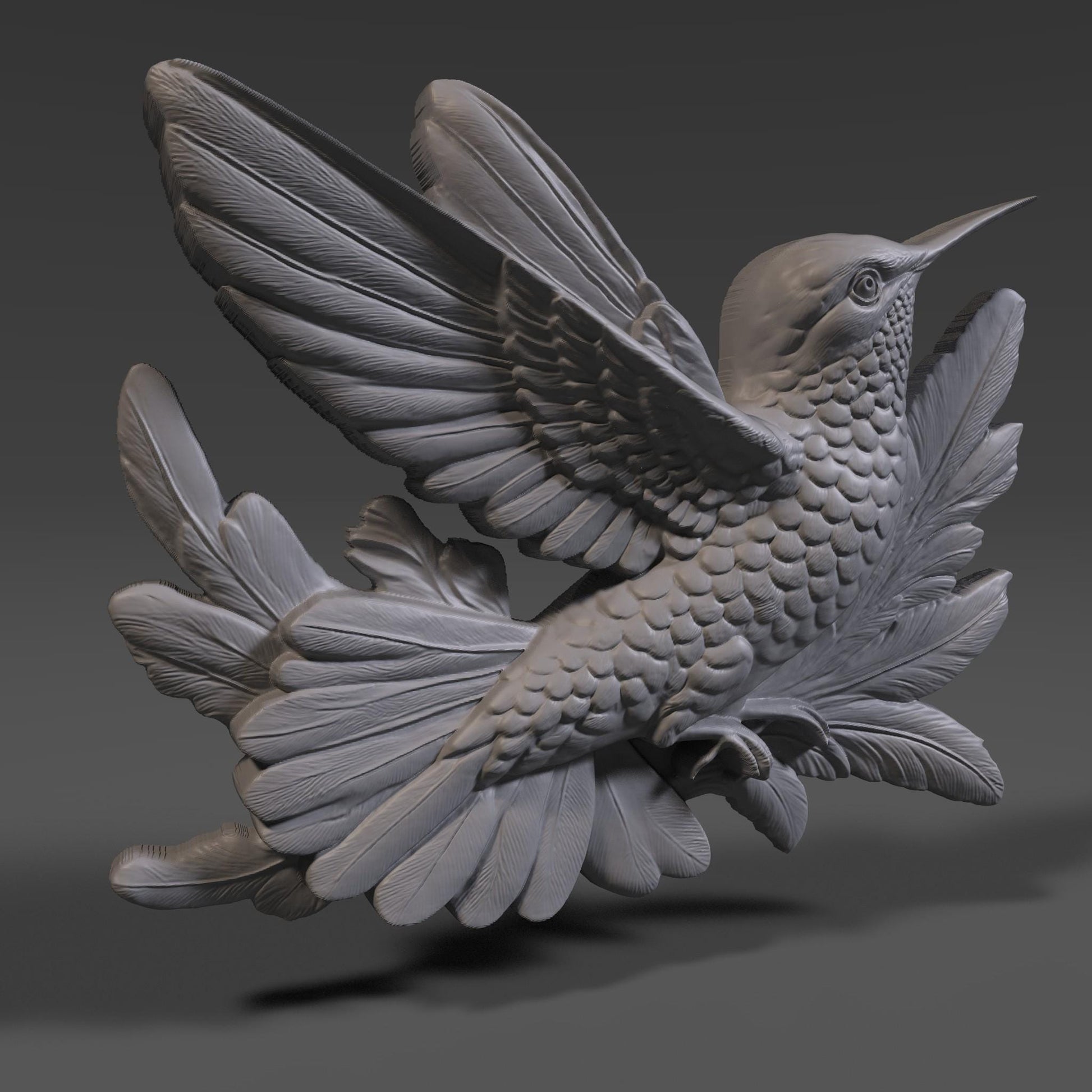 Hummingbird STL 3D Model | Nature Botanical Wall Art | CNC & 3D Print | Digital Download
