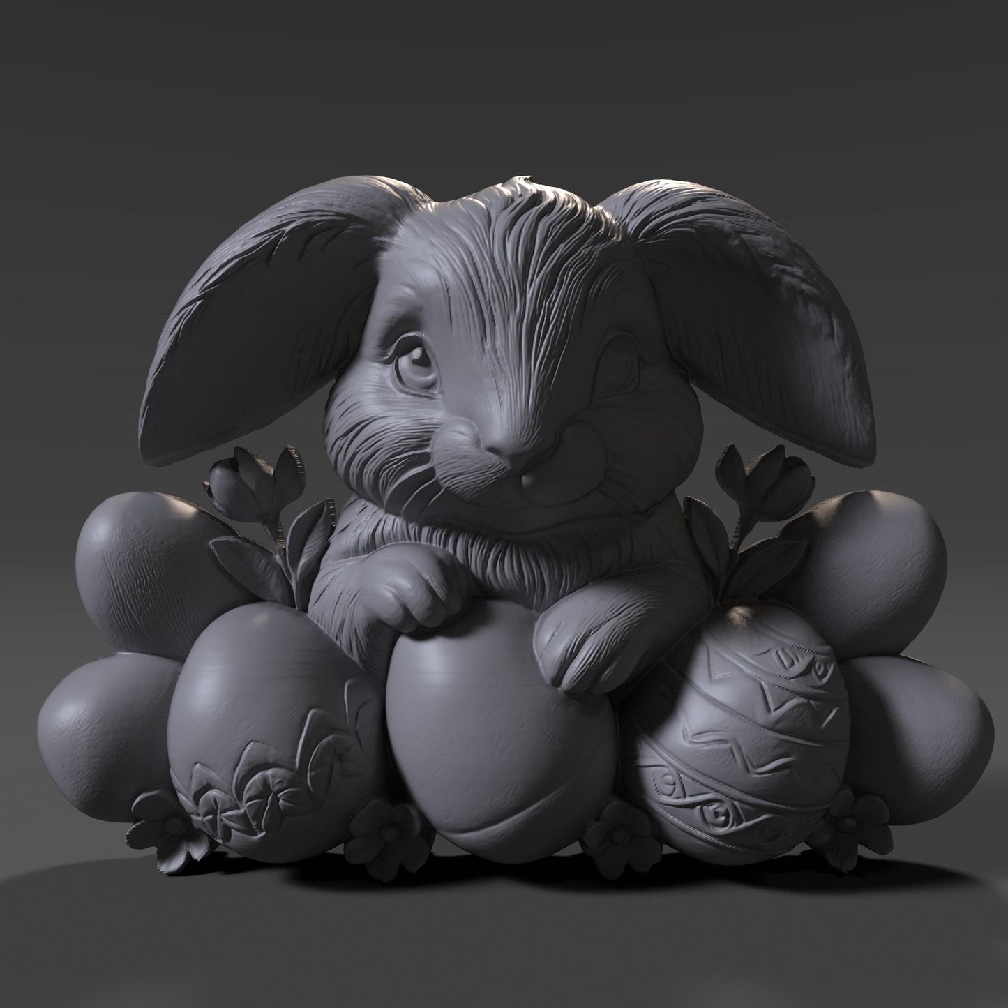 Easter Bunny 3D Relief Model: CNC, Laser Engraving, 3D Printing (STL File)