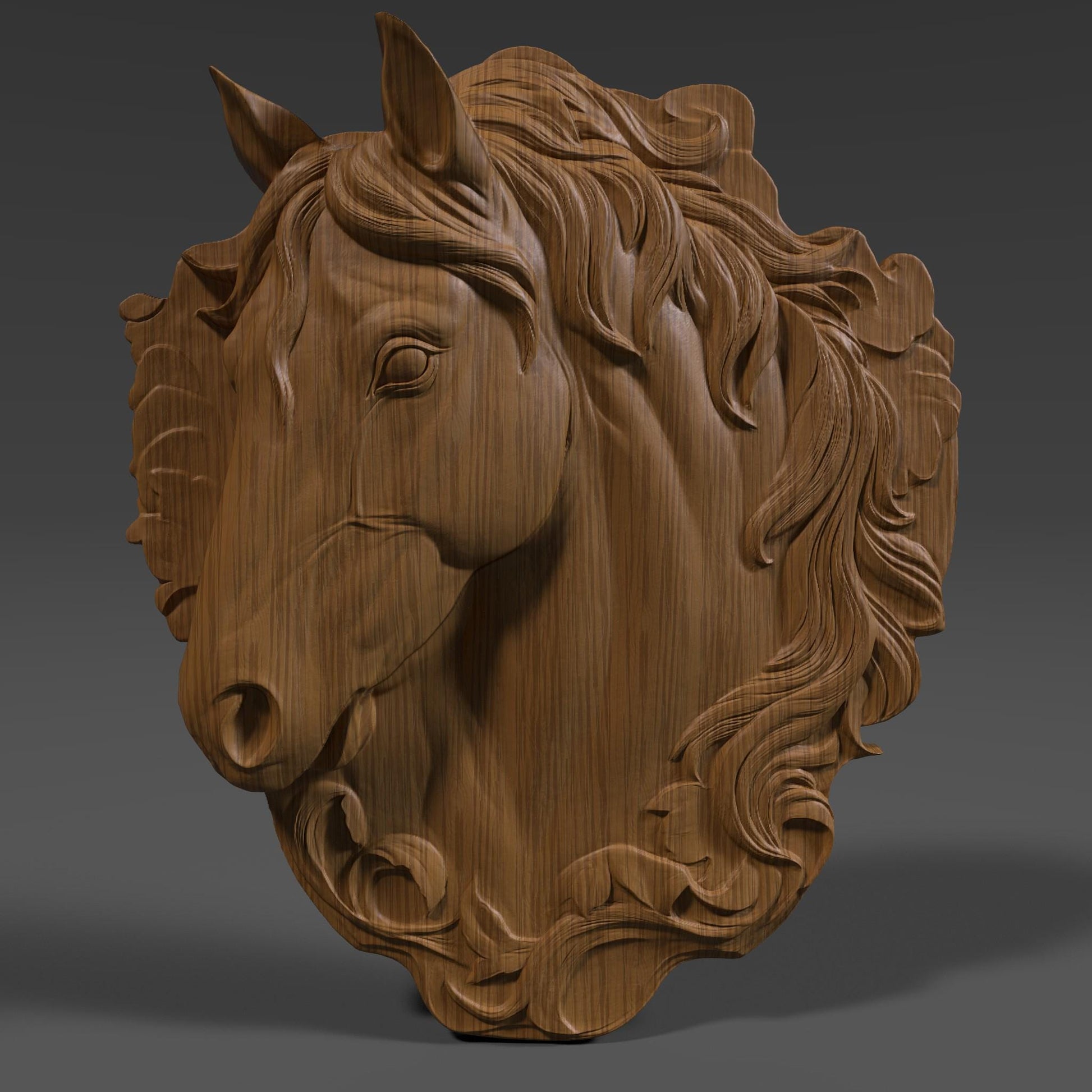 Horse Head Relief Model: CNC Carving, 3D Printing STL File (Digital Download)
