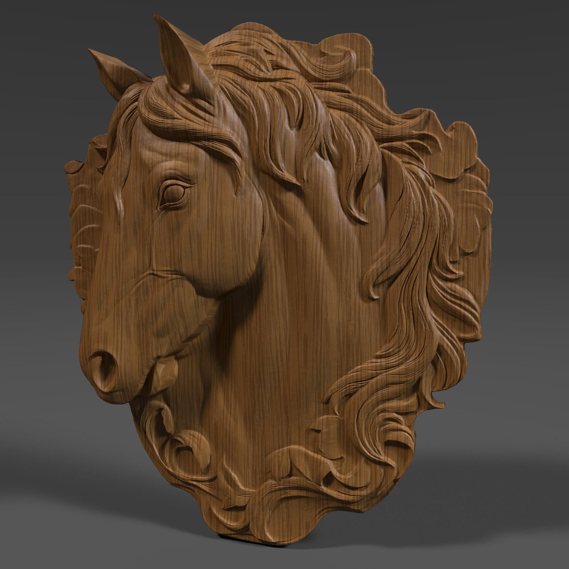 Horse Head Relief Model: CNC Carving, 3D Printing STL File (Digital Download)