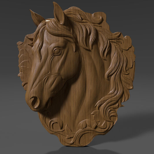 Horse Head Relief Model: CNC Carving, 3D Printing STL File (Digital Download)