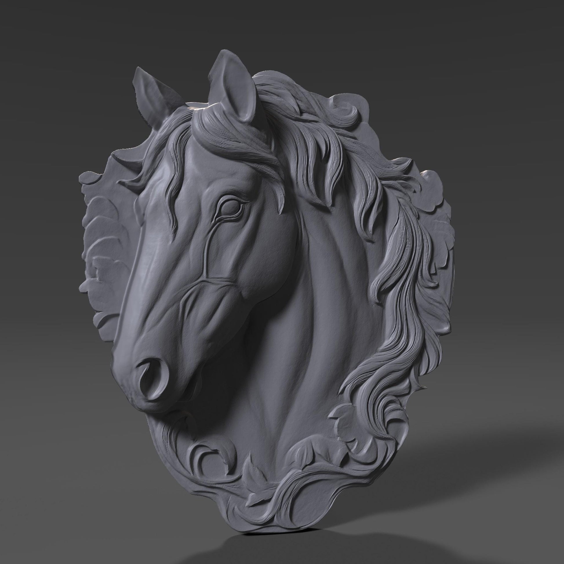Horse Head Relief Model: CNC Carving, 3D Printing STL File (Digital Download)