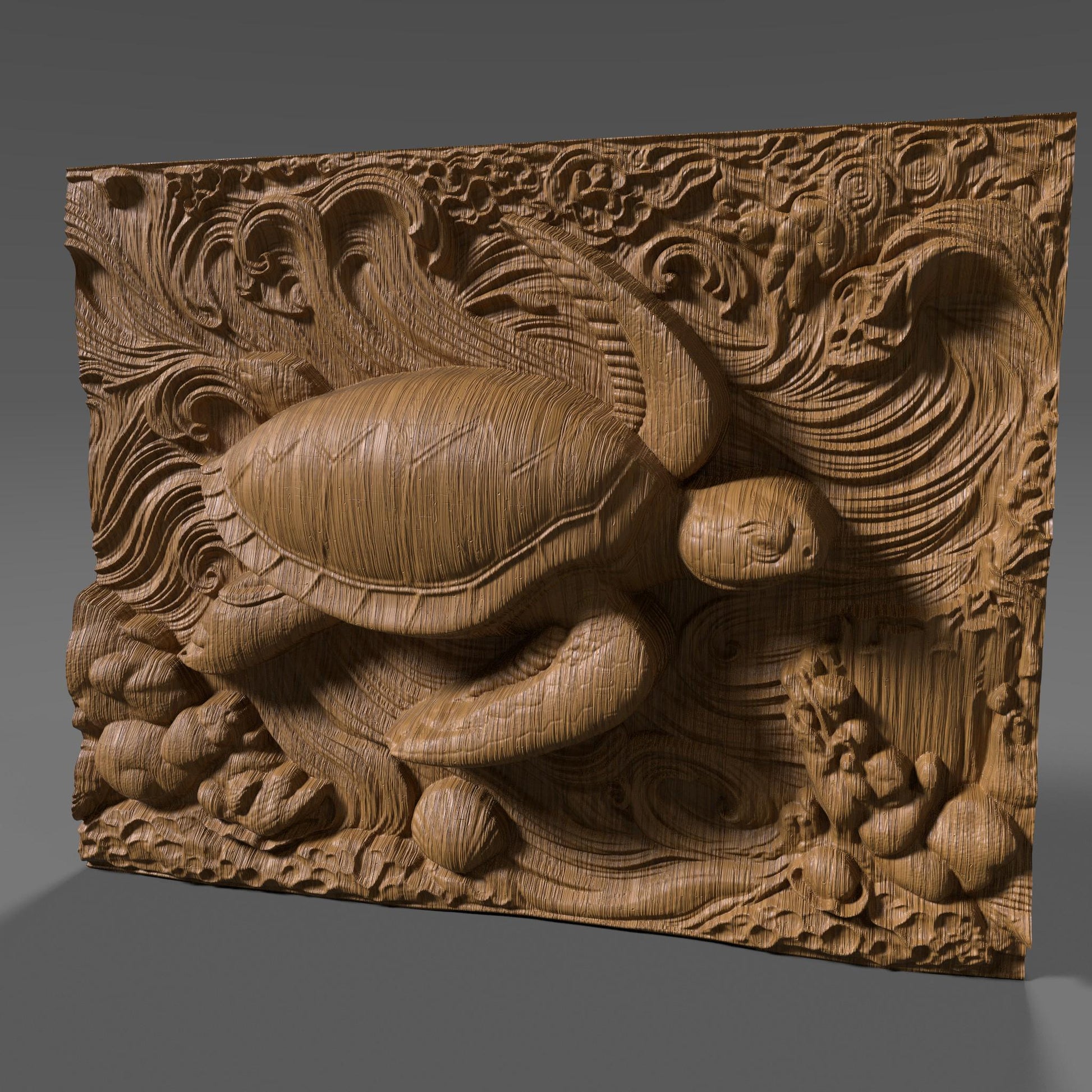 Sea Turtle 3D Relief Model STL File: CNC Carving, Laser Engraving (Digital Download)