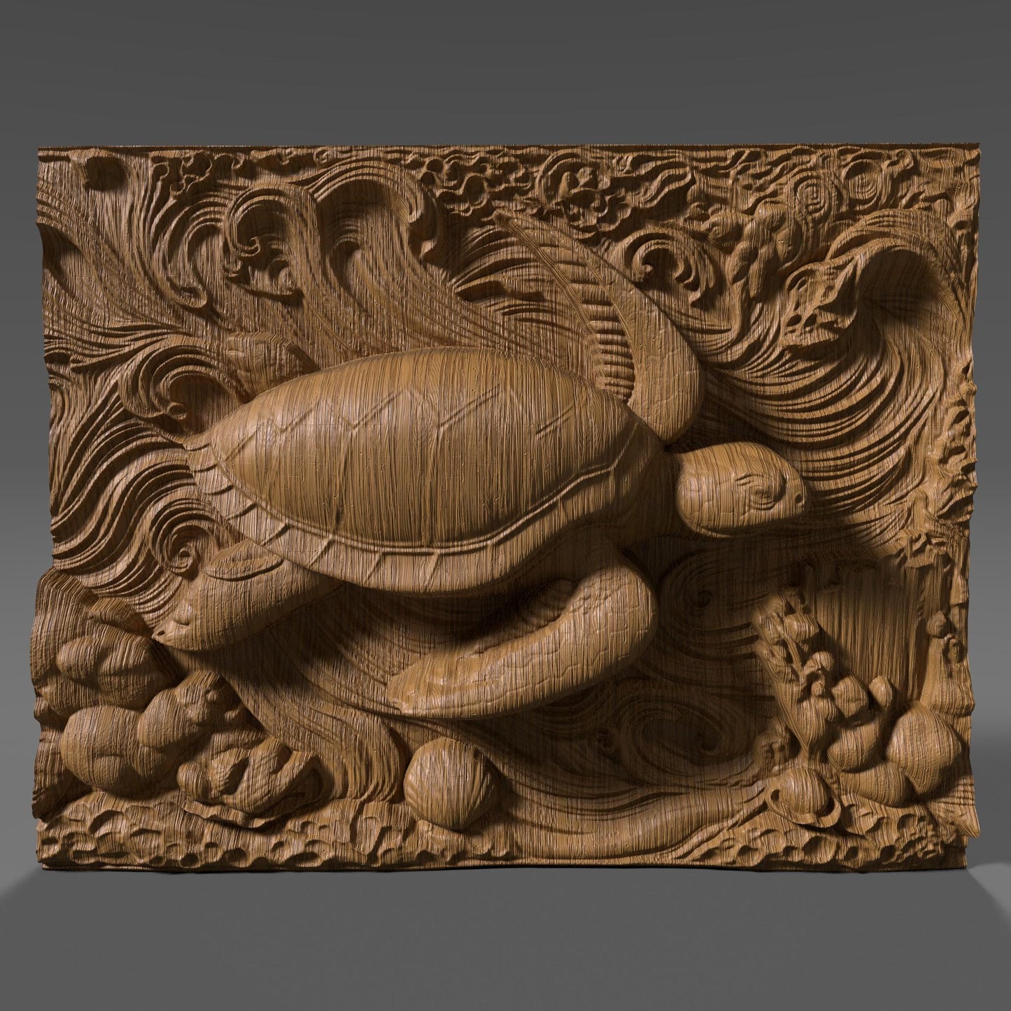 Sea Turtle 3D Relief Model STL File: CNC Carving, Laser Engraving (Digital Download)