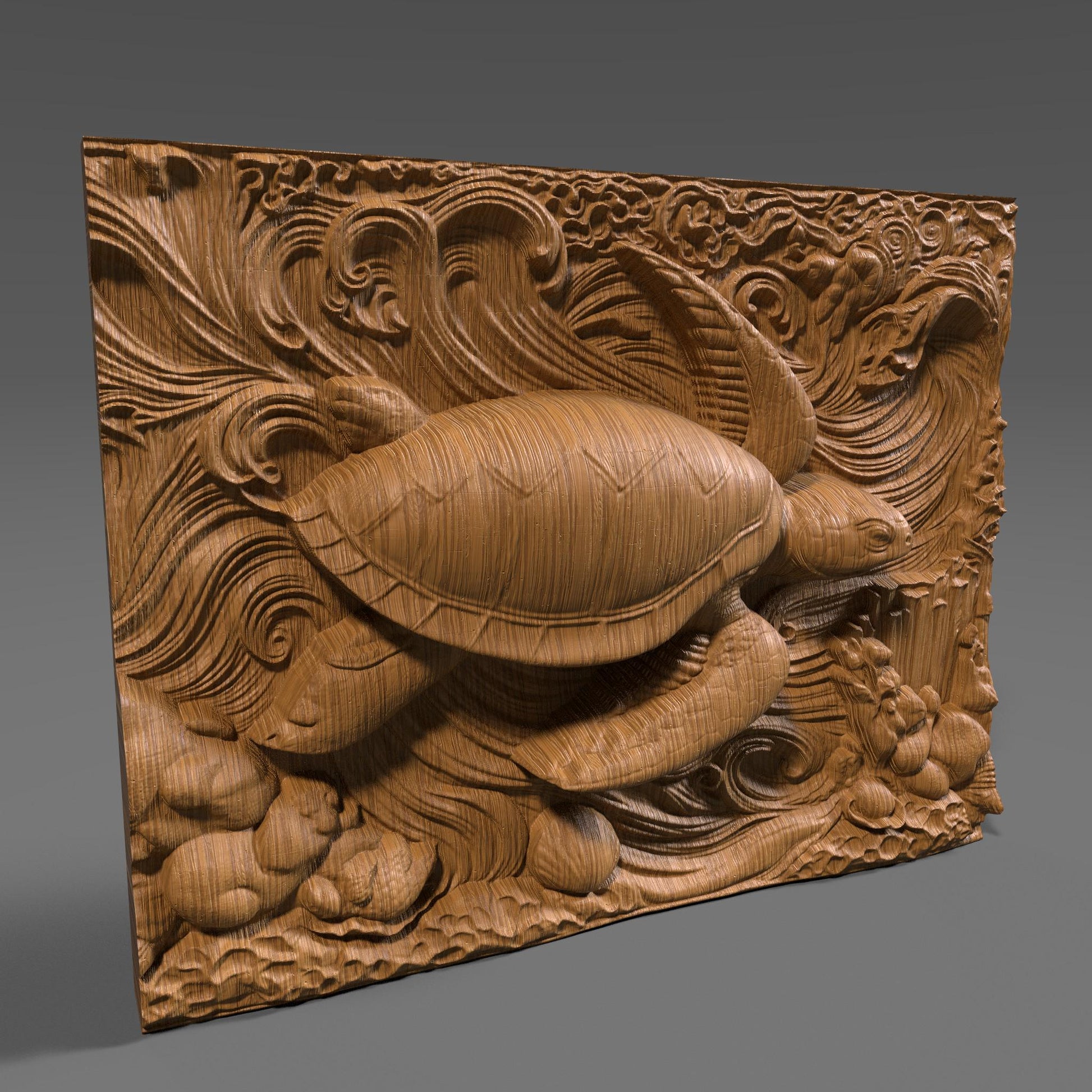 Sea Turtle 3D Relief Model STL File: CNC Carving, Laser Engraving (Digital Download)