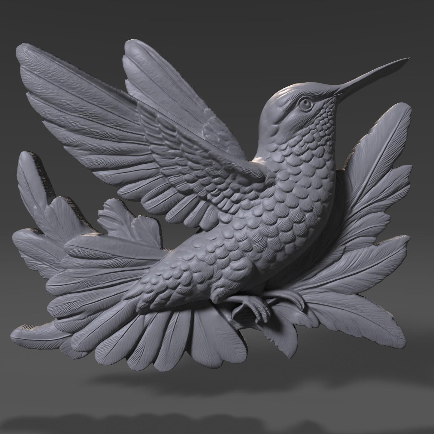 Hummingbird STL 3D Model | Nature Botanical Wall Art | CNC & 3D Print | Digital Download
