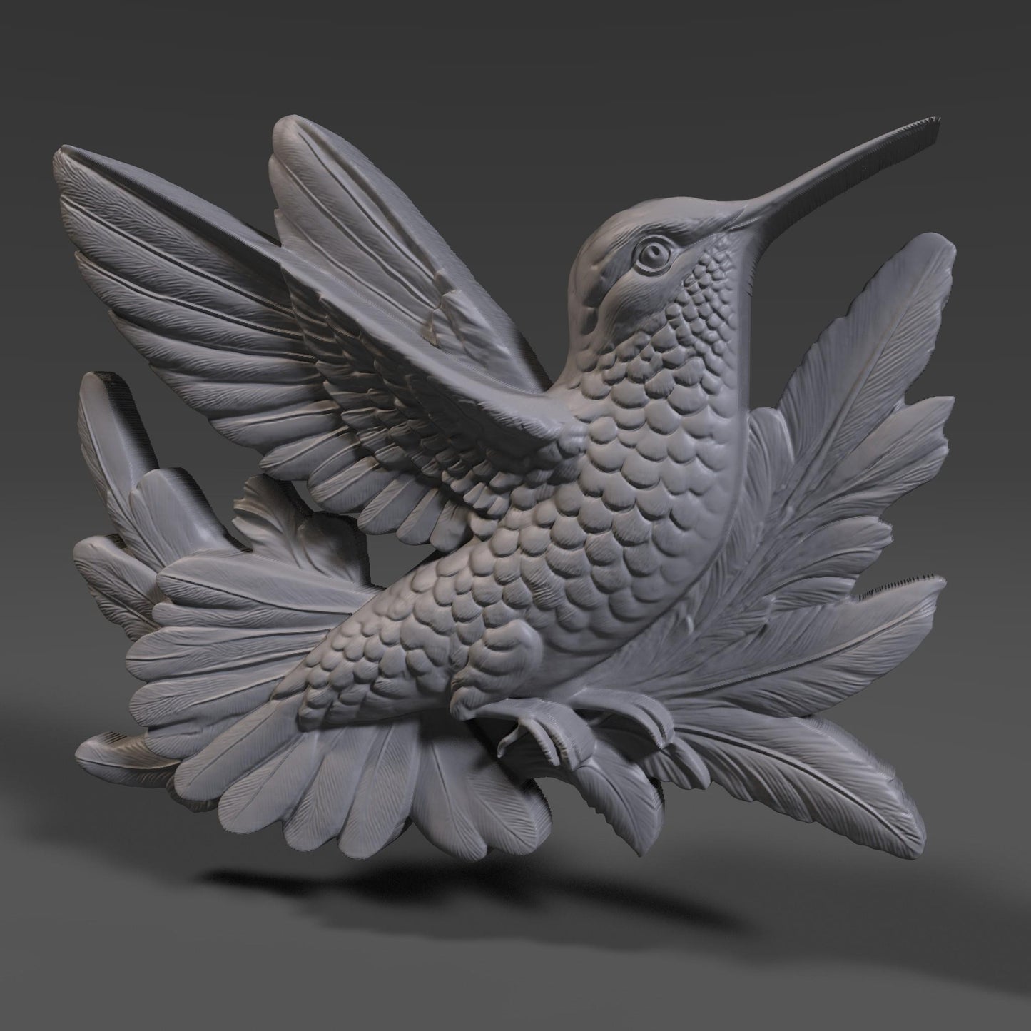 Hummingbird STL 3D Model | Nature Botanical Wall Art | CNC & 3D Print | Digital Download