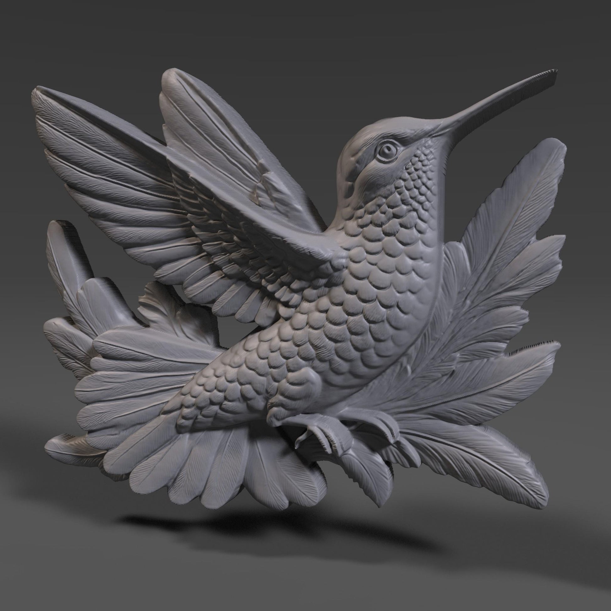 Hummingbird STL 3D Model | Nature Botanical Wall Art | CNC & 3D Print | Digital Download