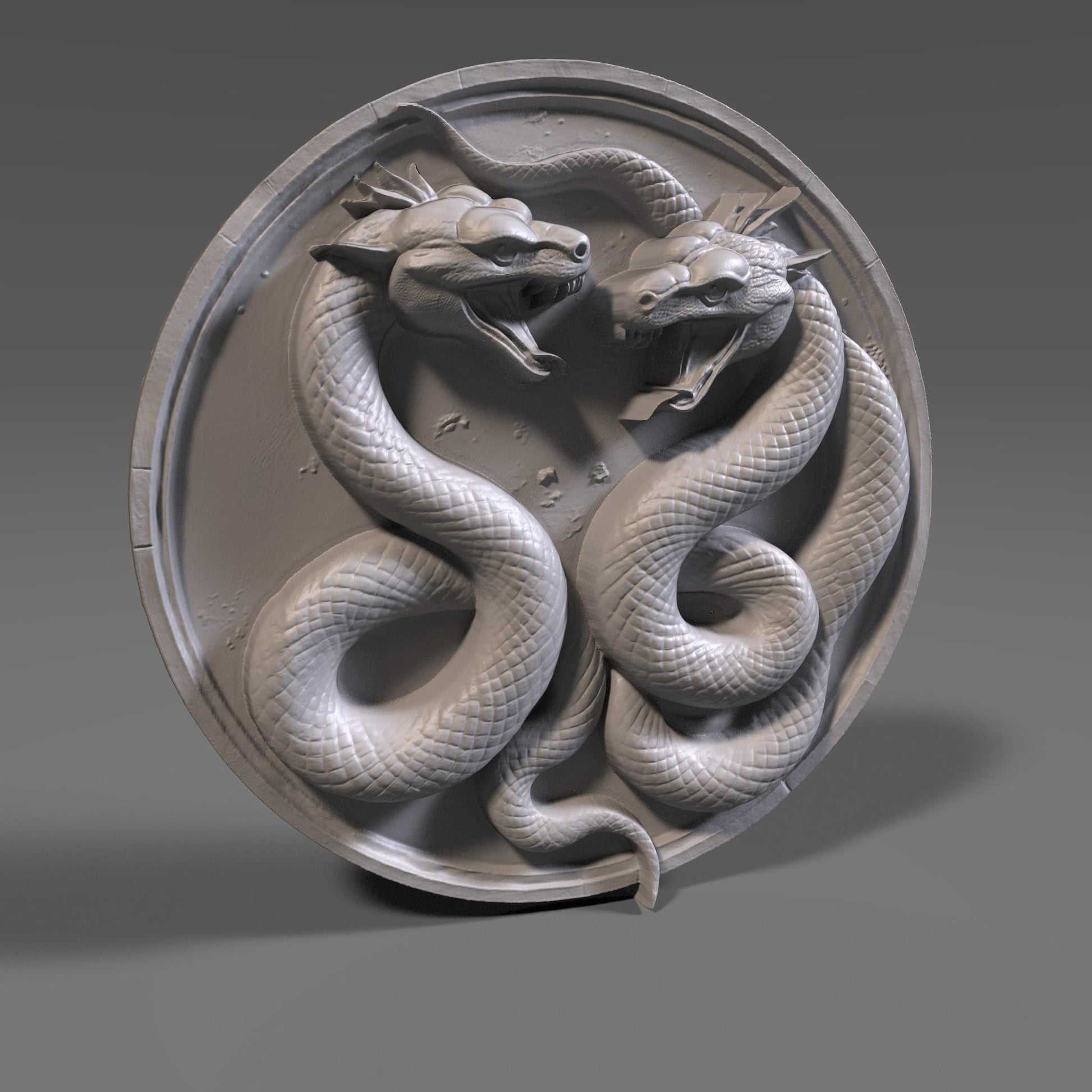 Yin Yang Snake Relief: CNC Carving, Laser Engraving, 3D Print (Digital Download)