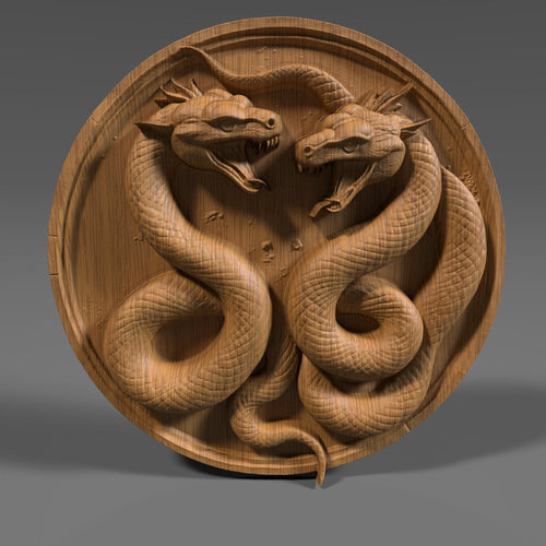 Yin Yang Snake Relief: CNC Carving, Laser Engraving, 3D Print (Digital Download)
