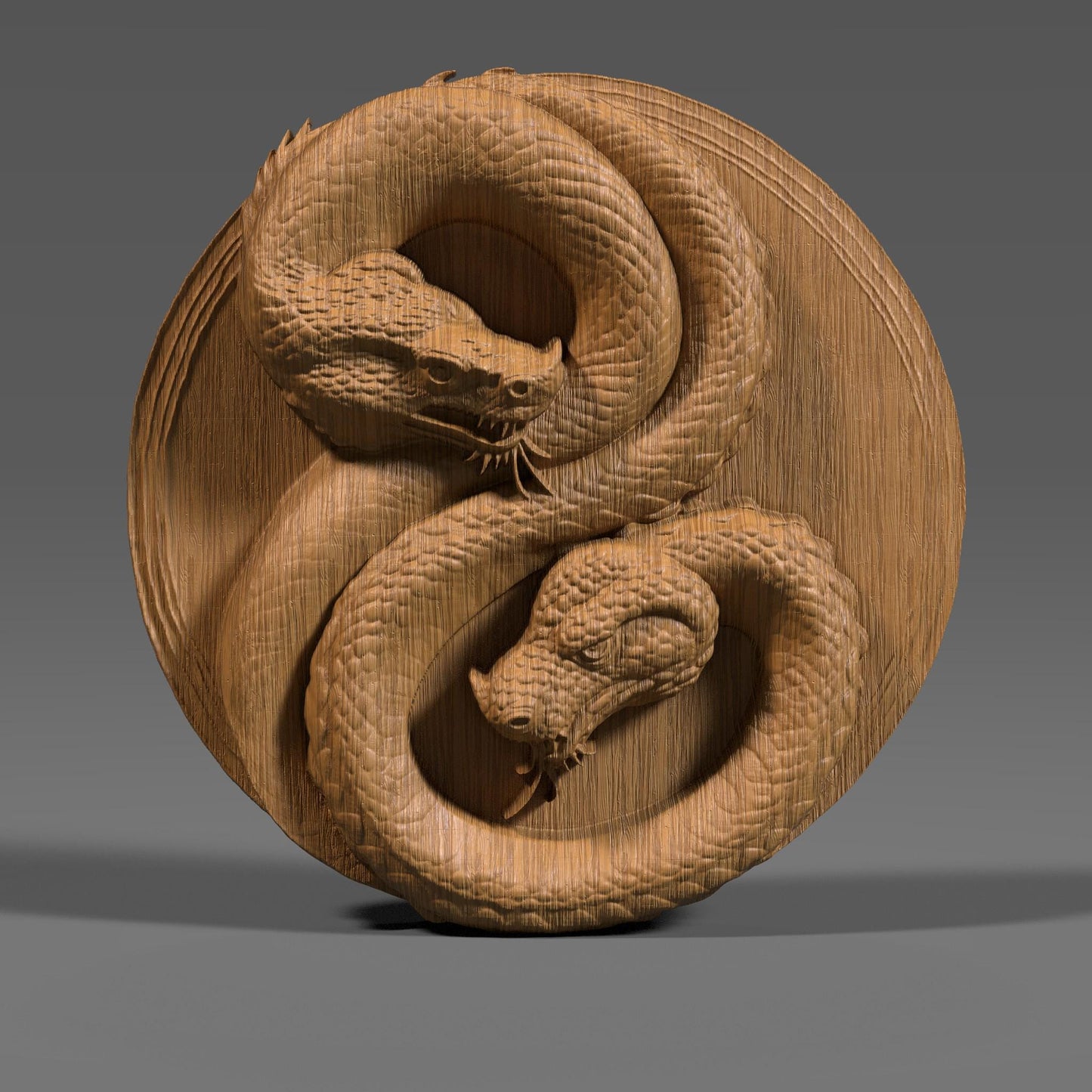 Year of the Snake Yin Yang Bas Relief: CNC, Laser, 3D Print (Digital Download)