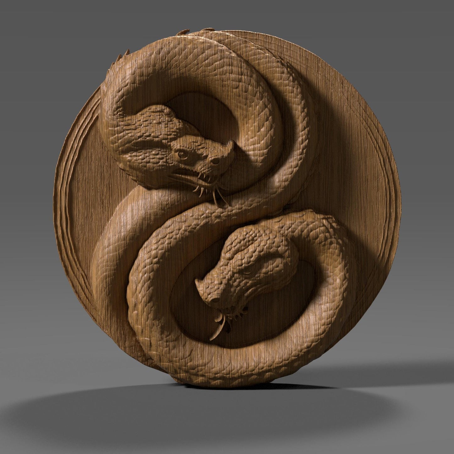Year of the Snake Yin Yang Bas Relief: CNC, Laser, 3D Print (Digital Download)