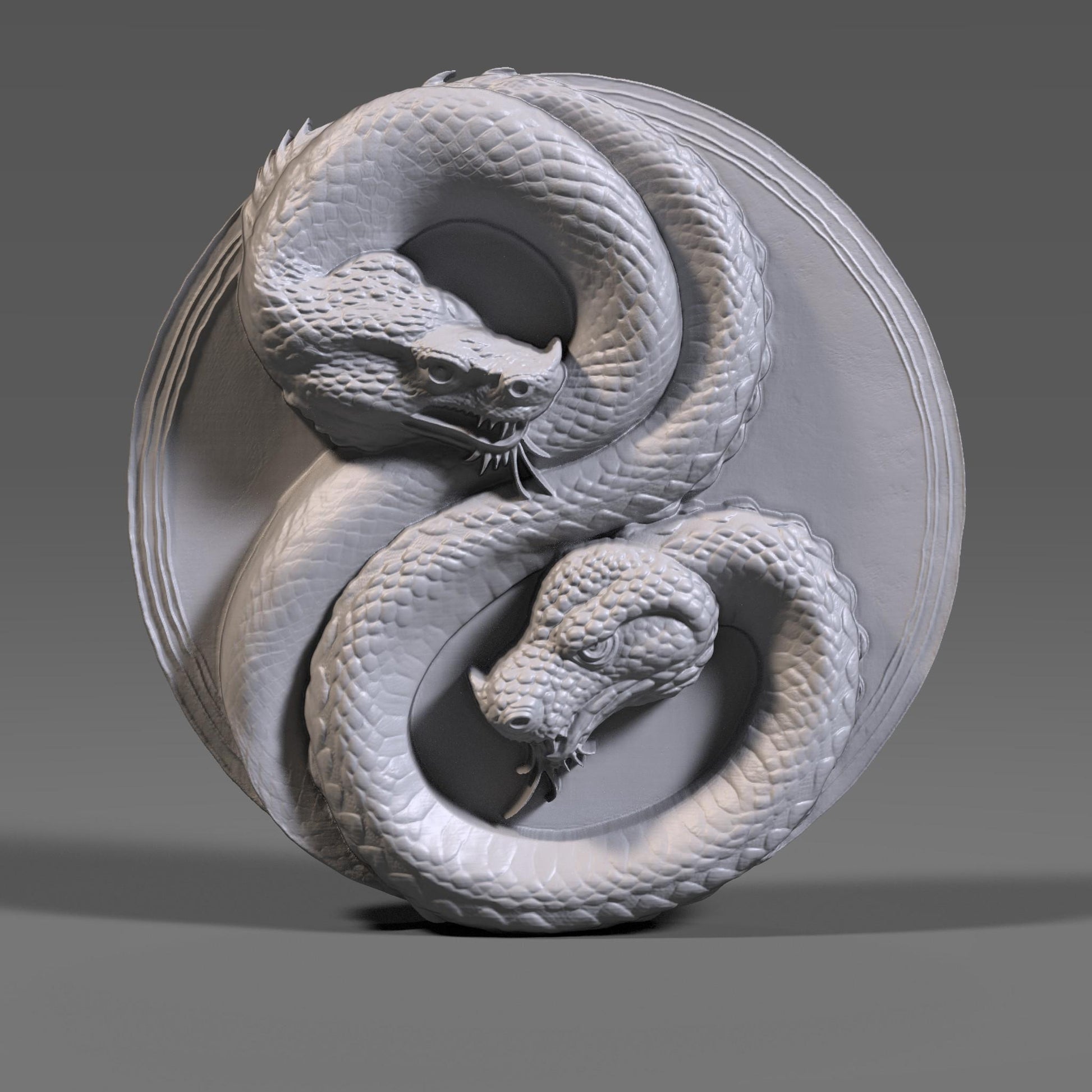 Year of the Snake Yin Yang Bas Relief: CNC, Laser, 3D Print (Digital Download)
