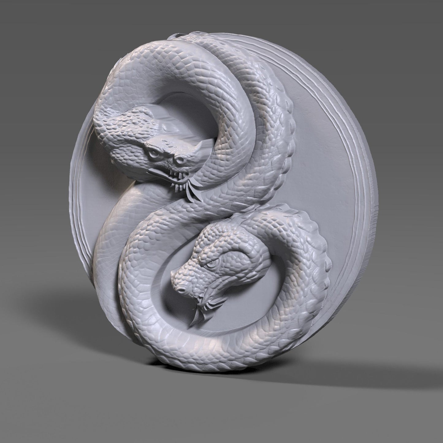 Year of the Snake Yin Yang Bas Relief: CNC, Laser, 3D Print (Digital Download)