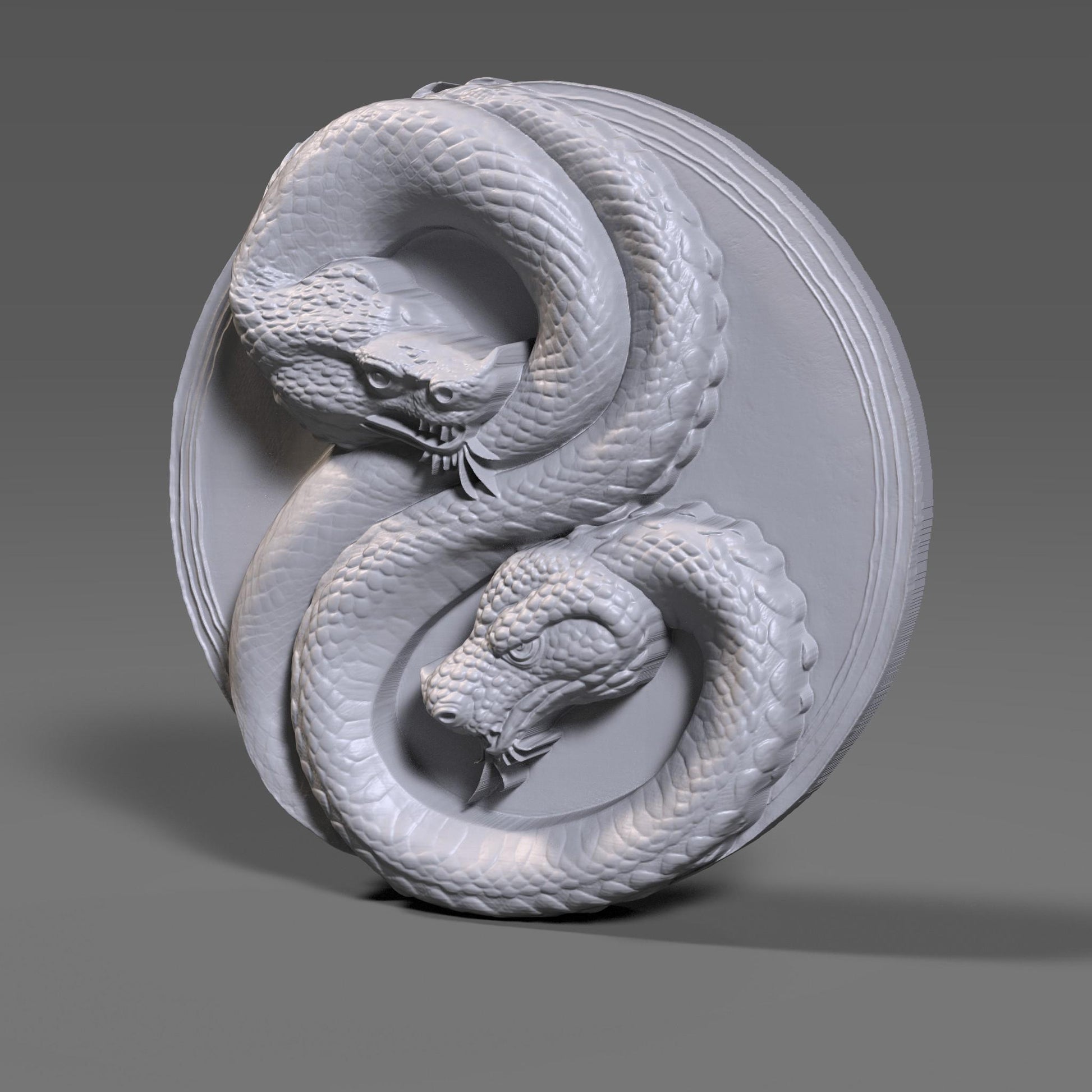 Year of the Snake Yin Yang Bas Relief: CNC, Laser, 3D Print (Digital Download)