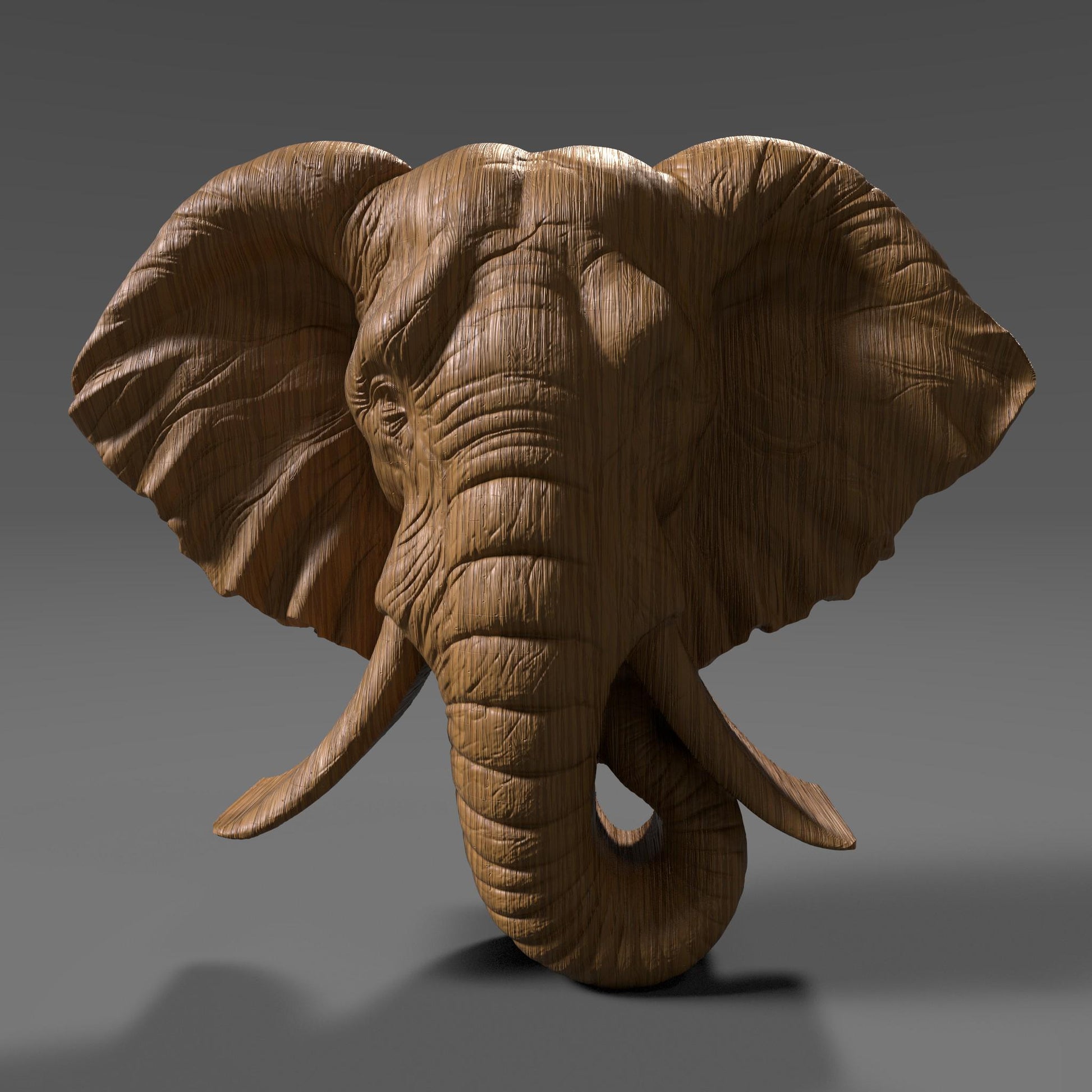3D Elephant Head STL Model: CNC Carving, Laser Engraving (Digital Download)