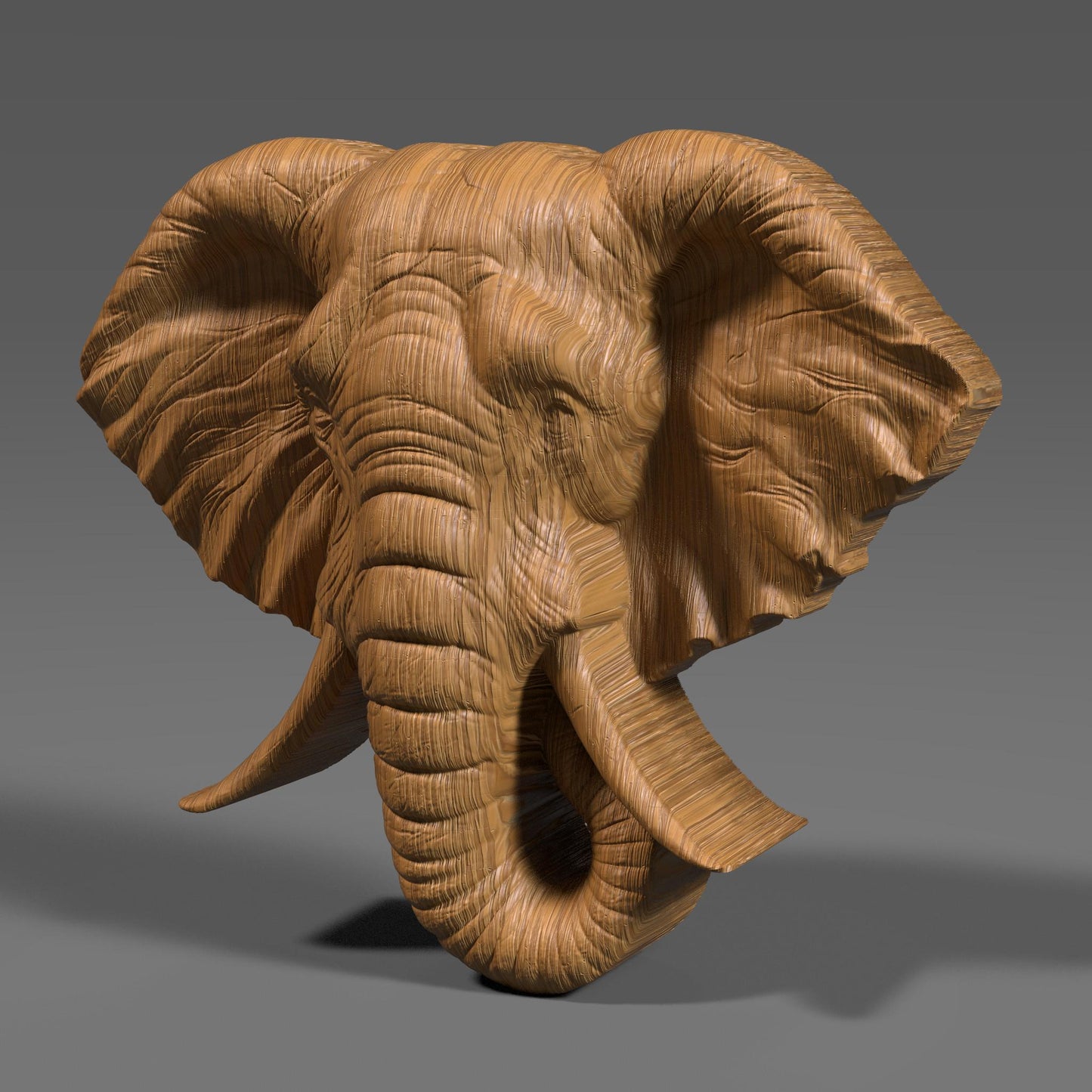 3D Elephant Head STL Model: CNC Carving, Laser Engraving (Digital Download)